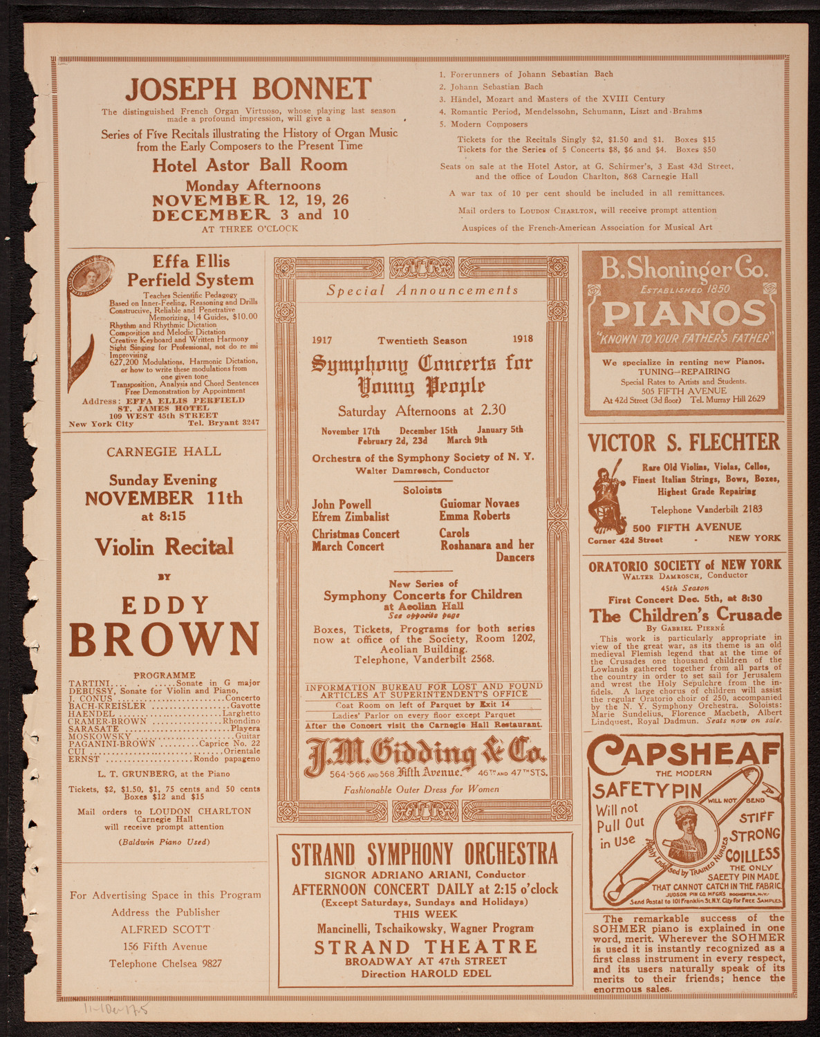 New York Symphony Orchestra, November 10, 1917, program page 9