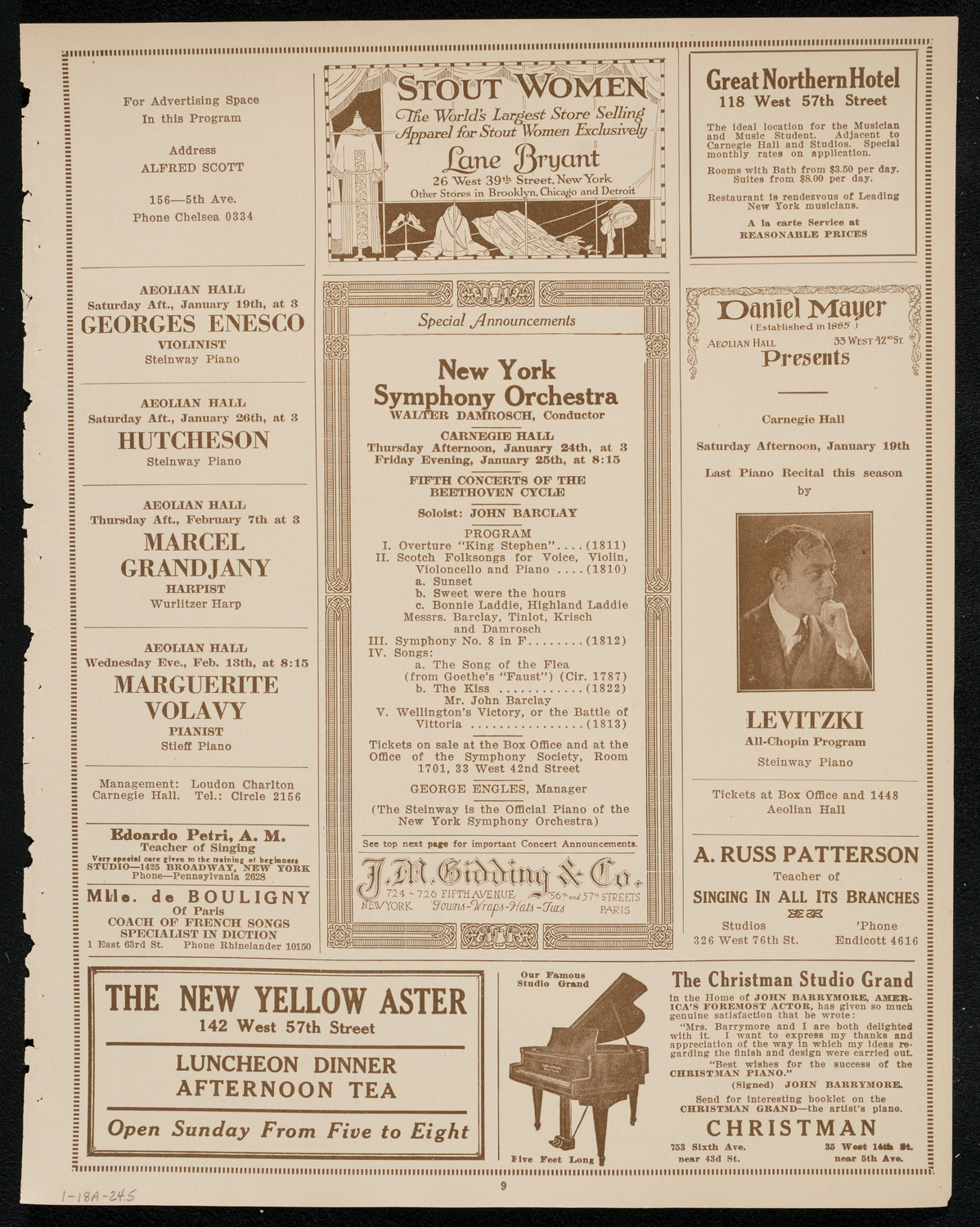 New York Philharmonic, January 18, 1924, program page 9