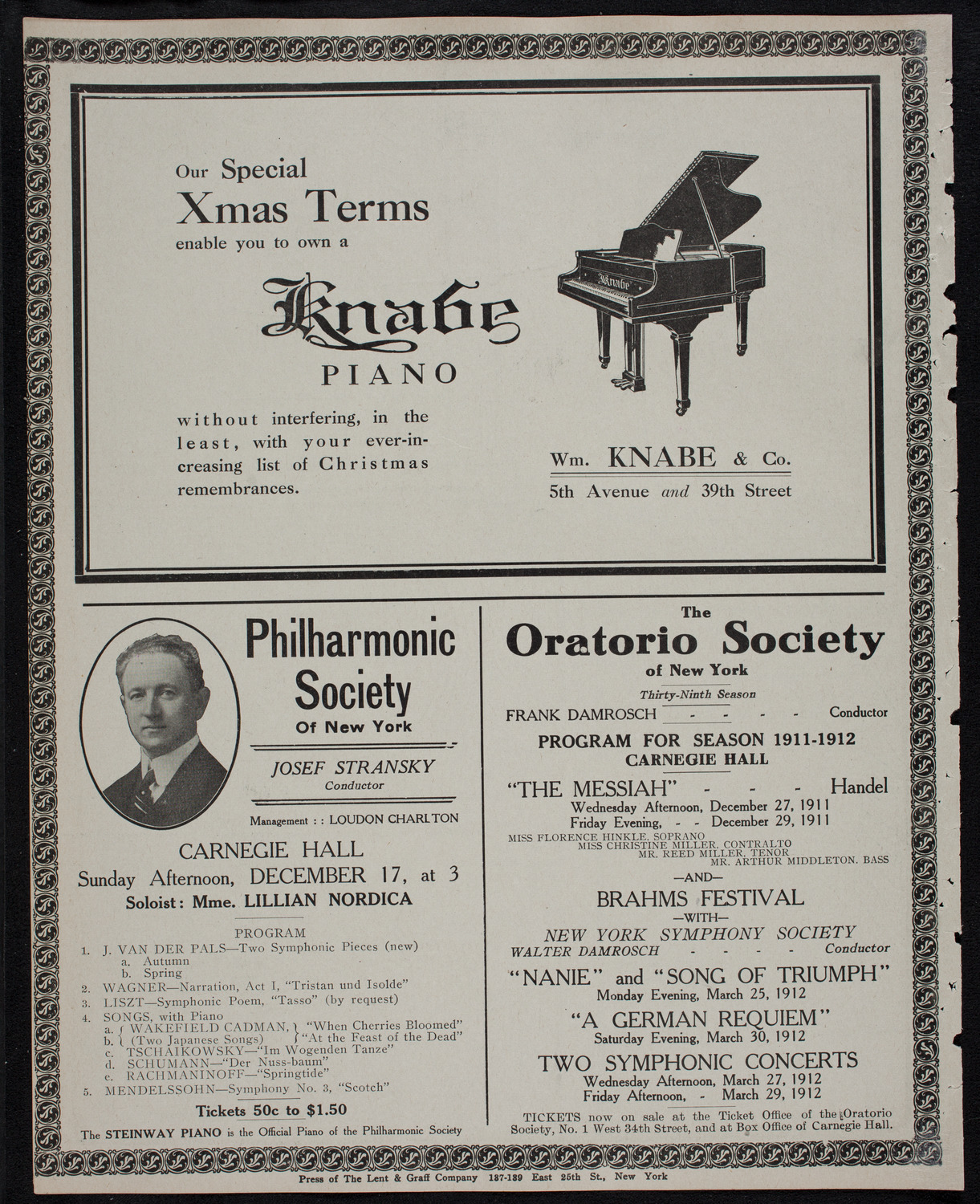 New York Philharmonic, December 14, 1911, program page 12