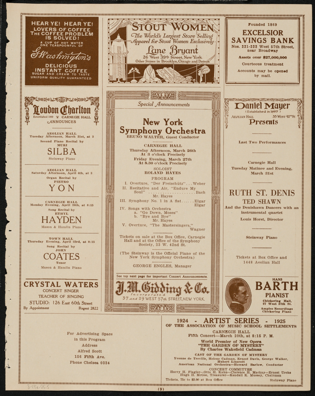 New York Philharmonic Students' Concert, March 18, 1925, program page 9