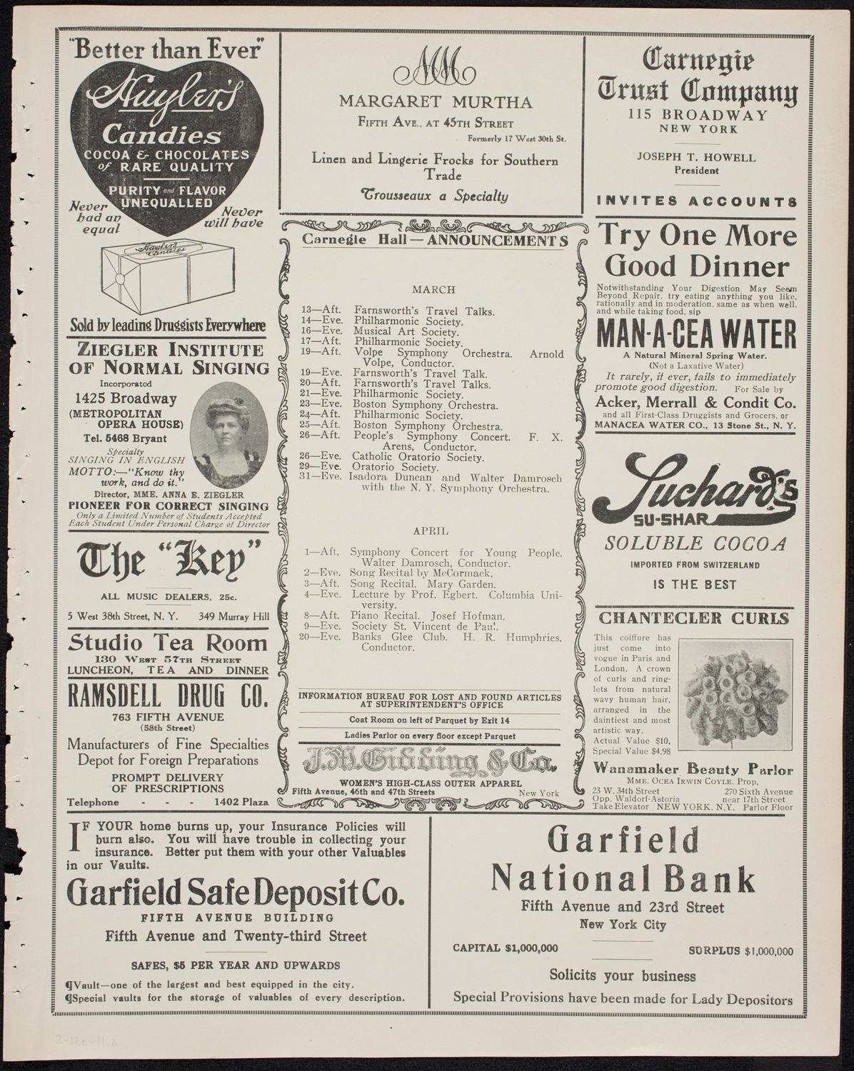 Farnsworth's Travel Talks, March 12, 1911, program page 3