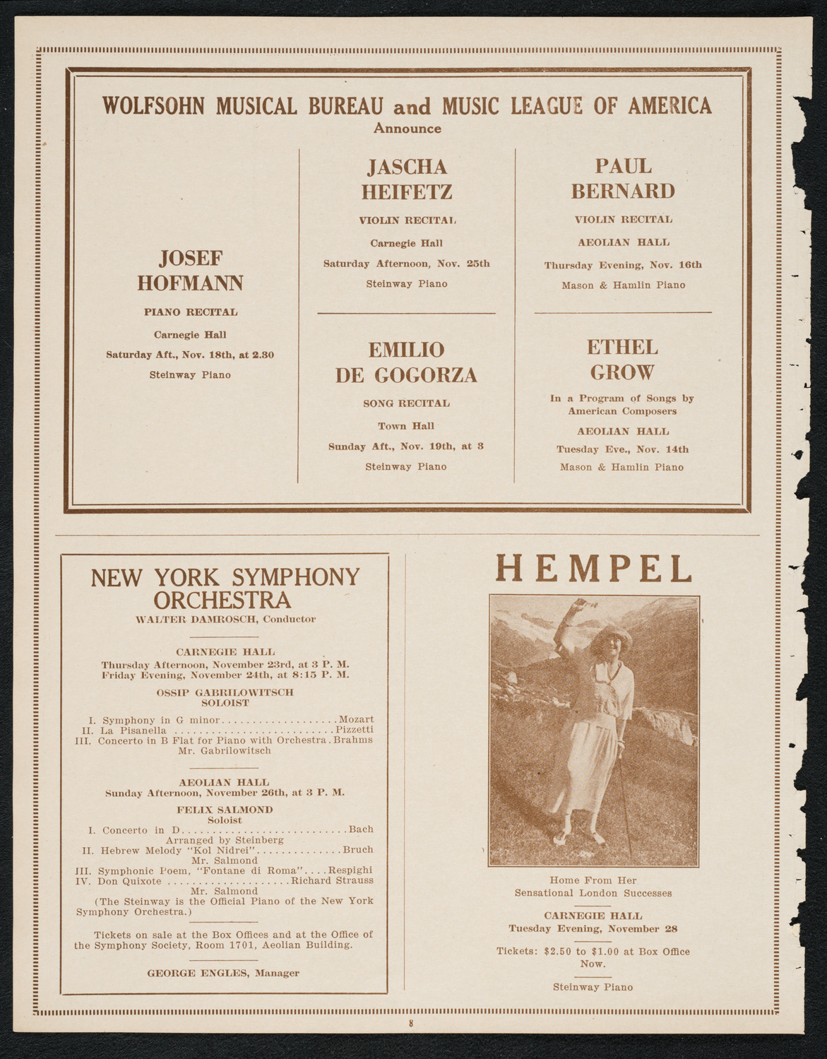 Isadora Duncan, Dancer, with Russian Symphony Orchestra, November 14, 1922, program page 8