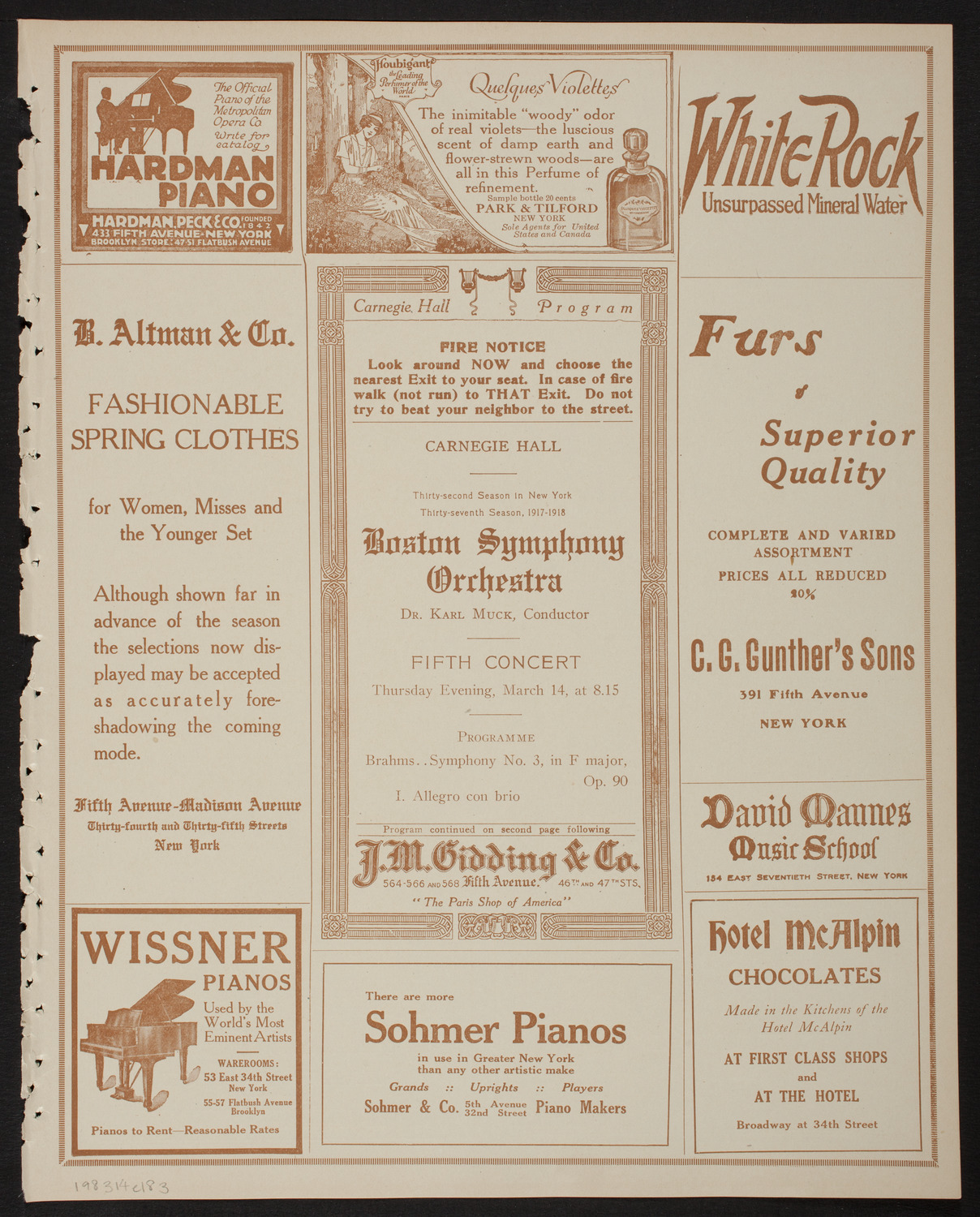 Boston Symphony Orchestra, March 14, 1918, program page 5
