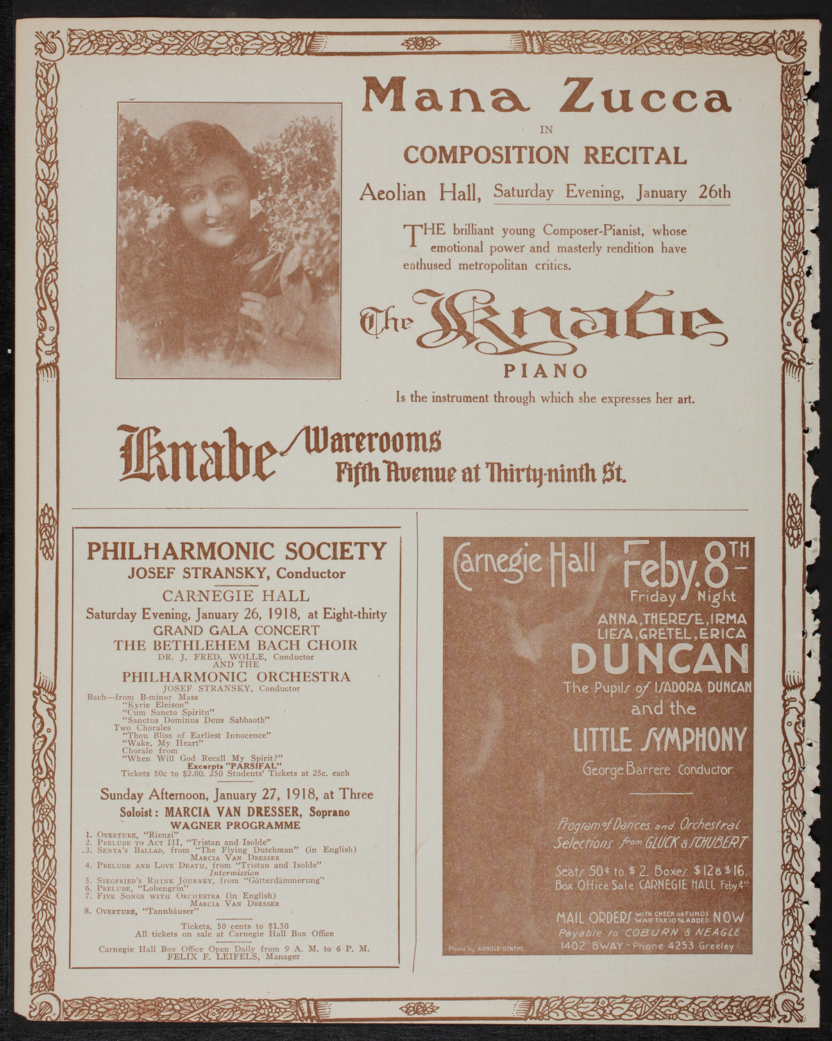 Josef Hofmann, Piano, January 26, 1918, program page 12
