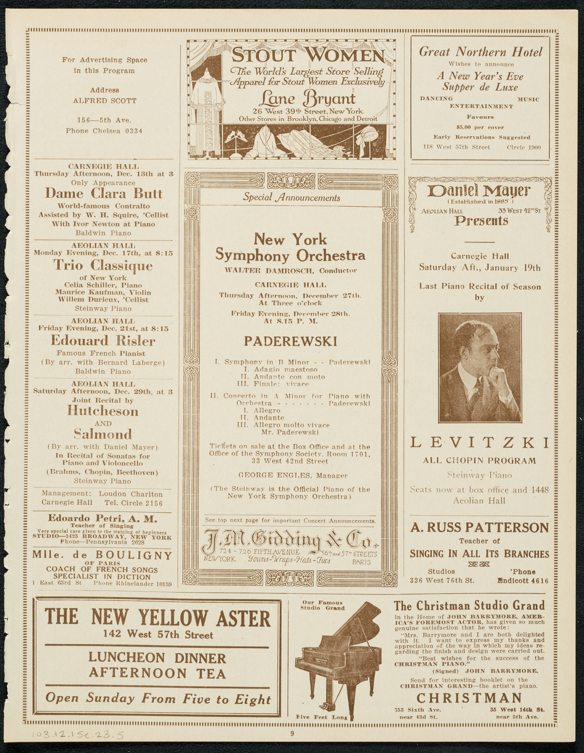 Columbia University Chorus, December 15, 1923, program page 9