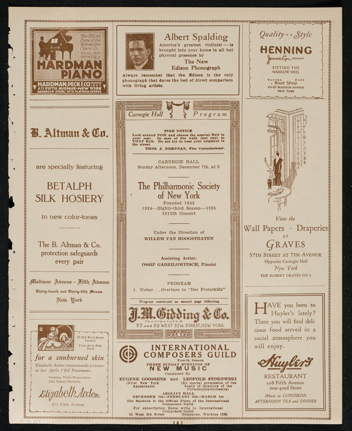 New York Philharmonic, December 7, 1924, program page 5