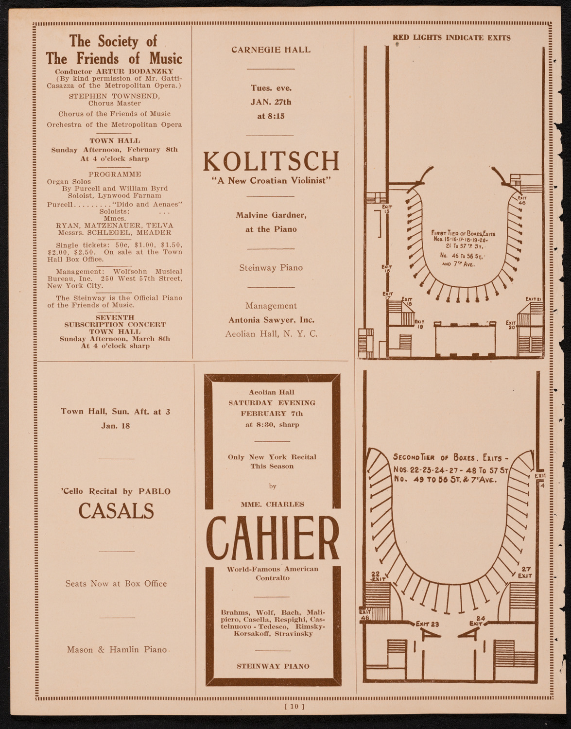 Arno Segall, Violin, January 14, 1925, program page 10