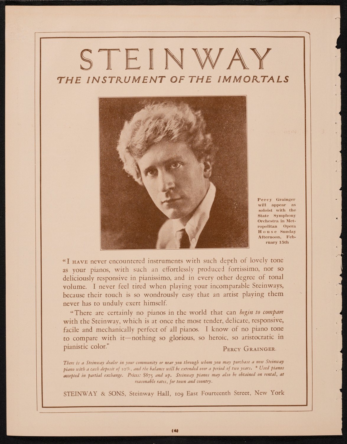 Alexander Brailowsky, Piano, February 14, 1925, program page 4
