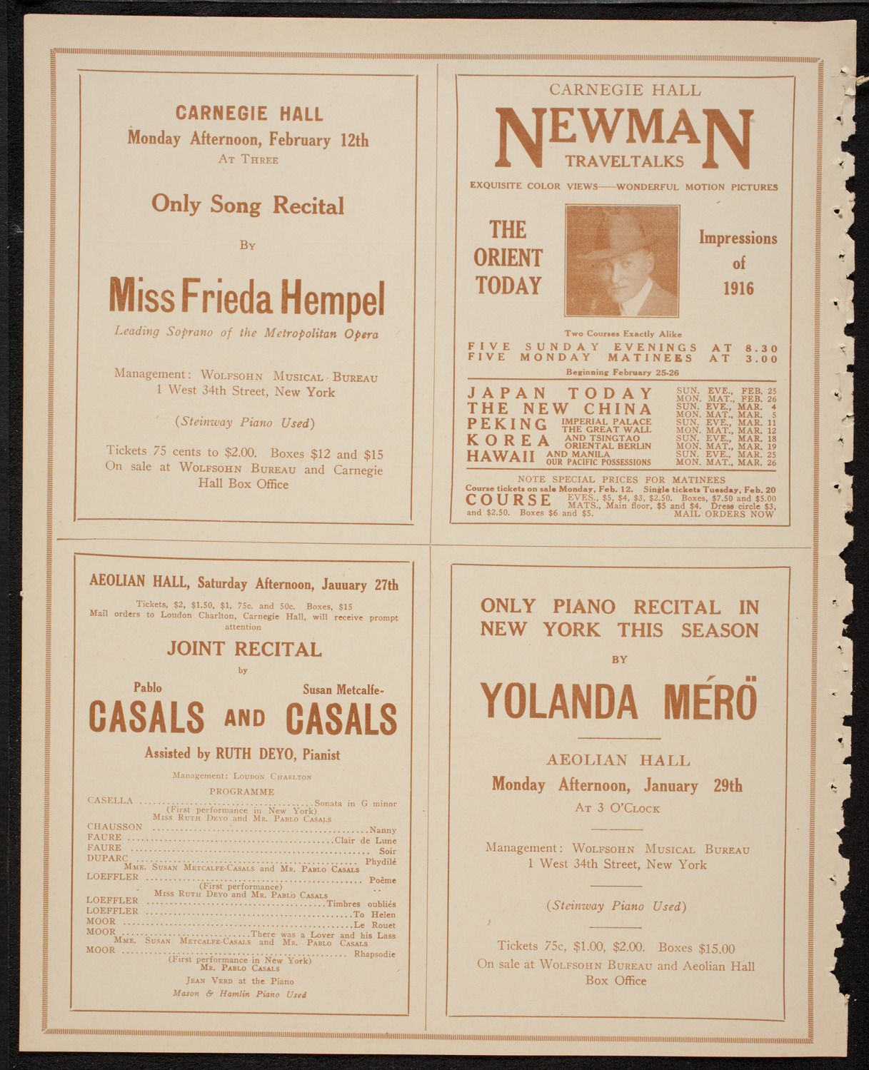 Leo, Jan, and Mischel Cherniavsky, January 23, 1917, program page 10