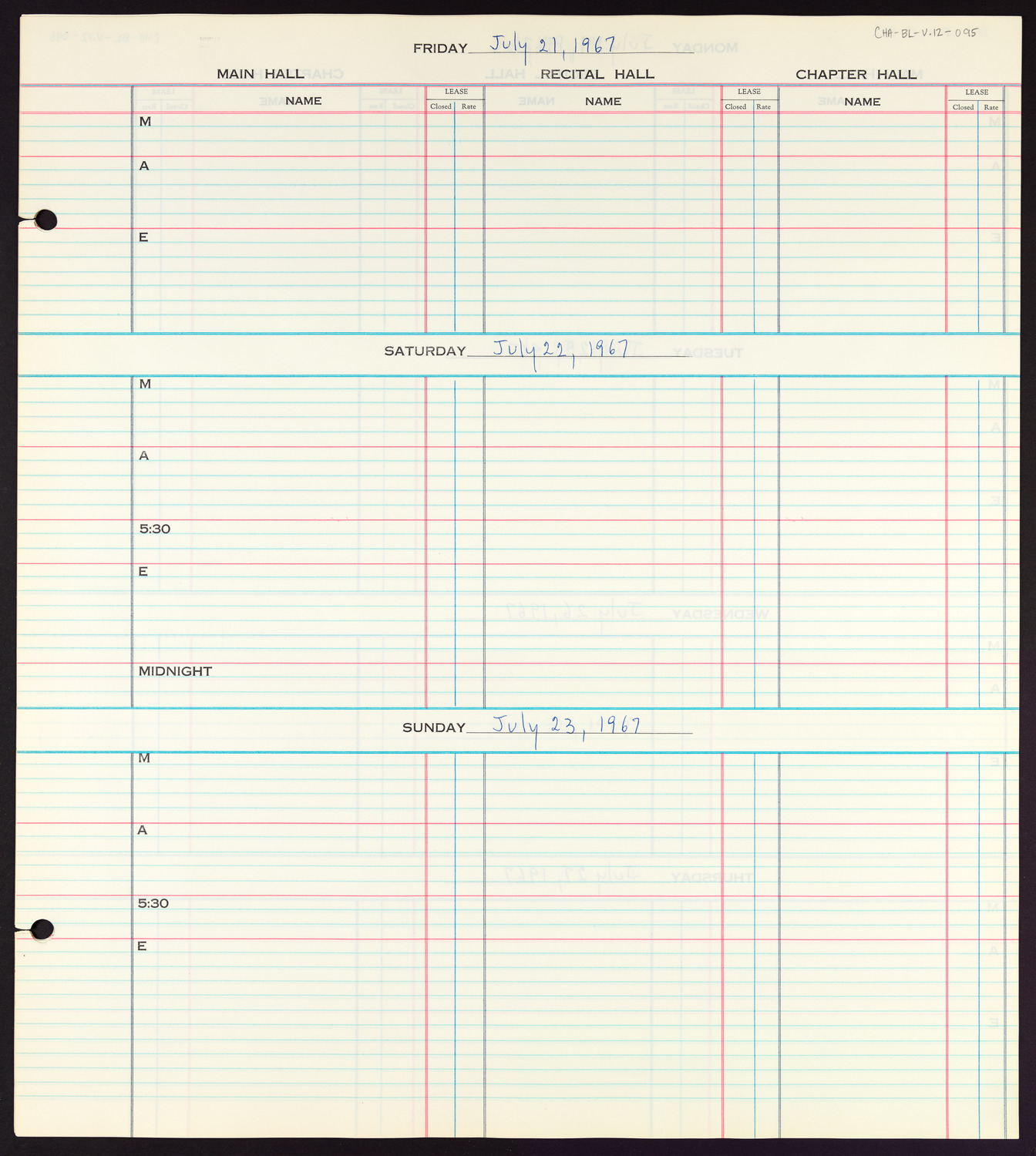 Carnegie Hall Booking Ledger, volume 12, page 95