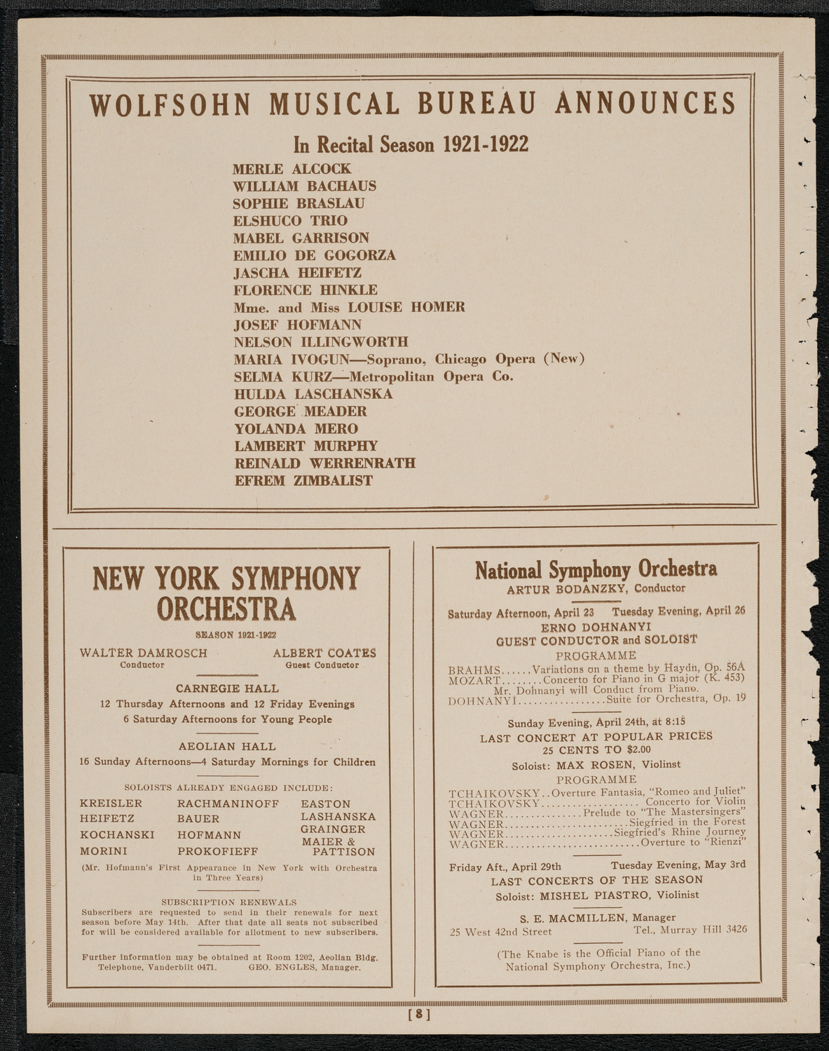 Benefit: Woman's Hospital Alumnae Sick Benefit Fund, April 21, 1921, program page 8