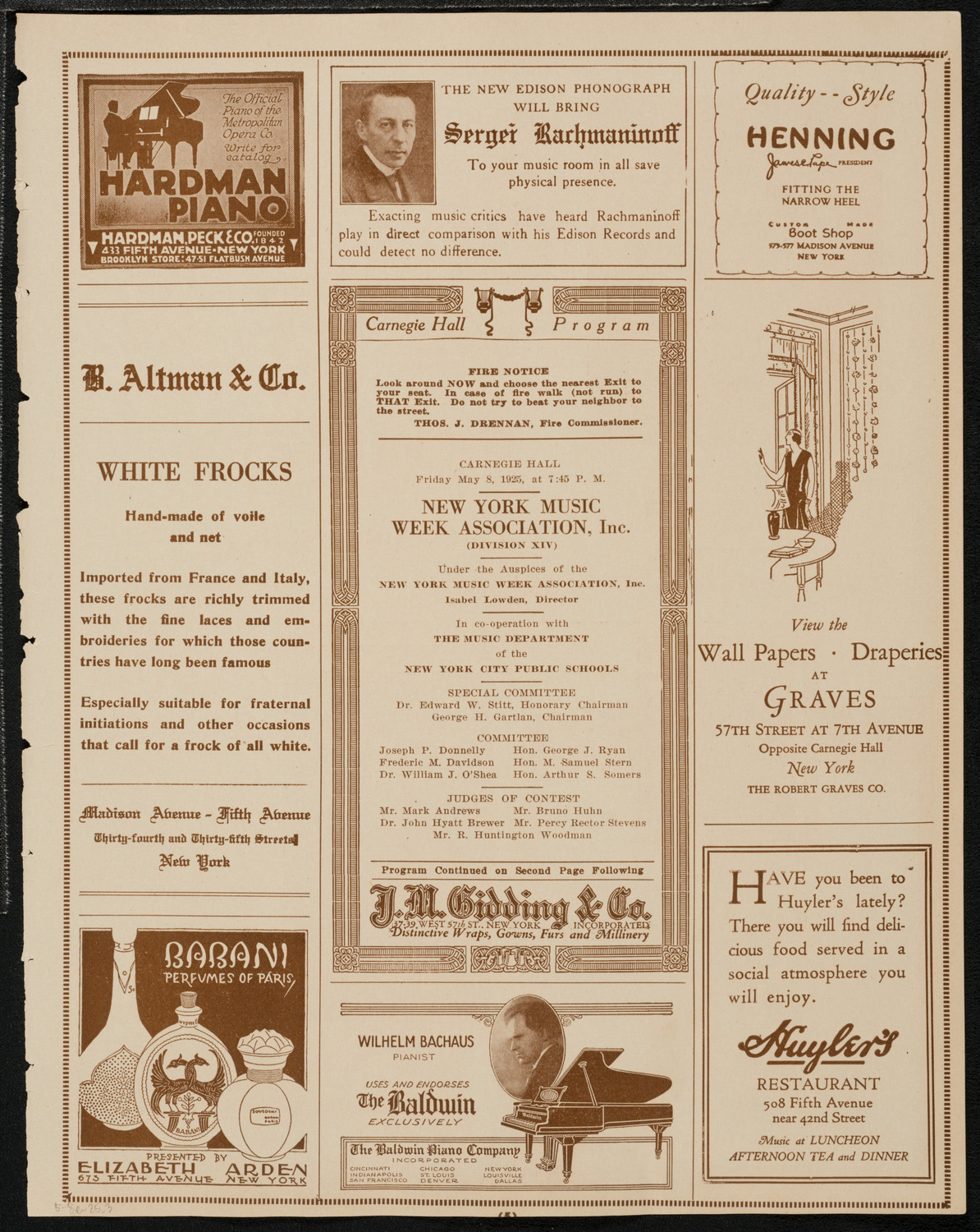 New York Music Week Association Concert, May 8, 1925, program page 5