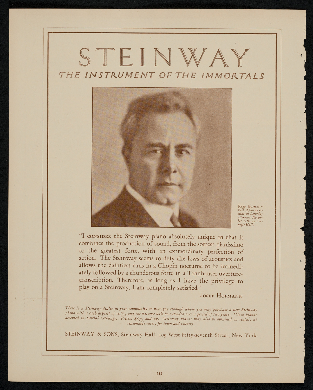 New York Philharmonic, November 13, 1925, program page 4