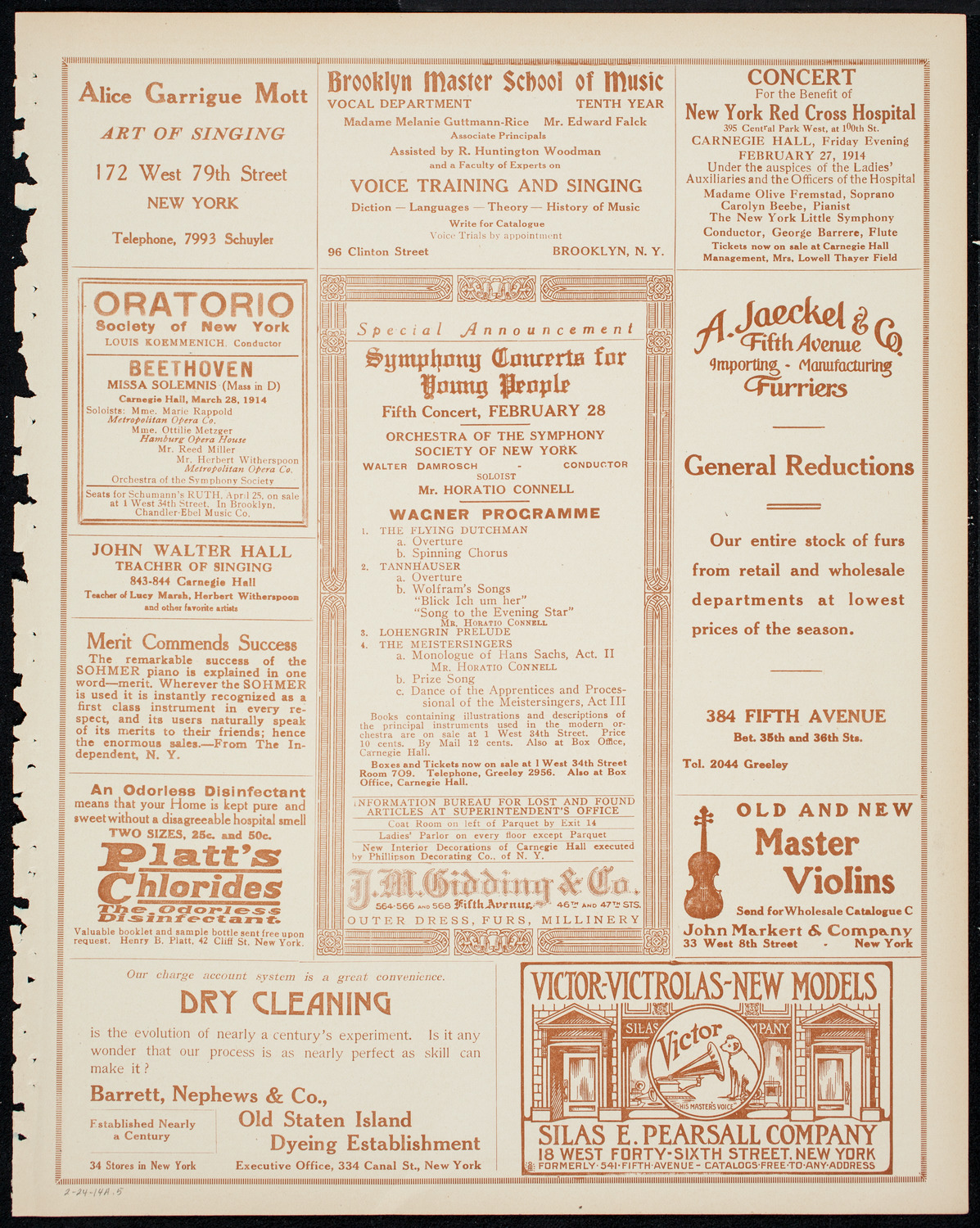 Julia Culp, Contralto, February 24, 1914, program page 9