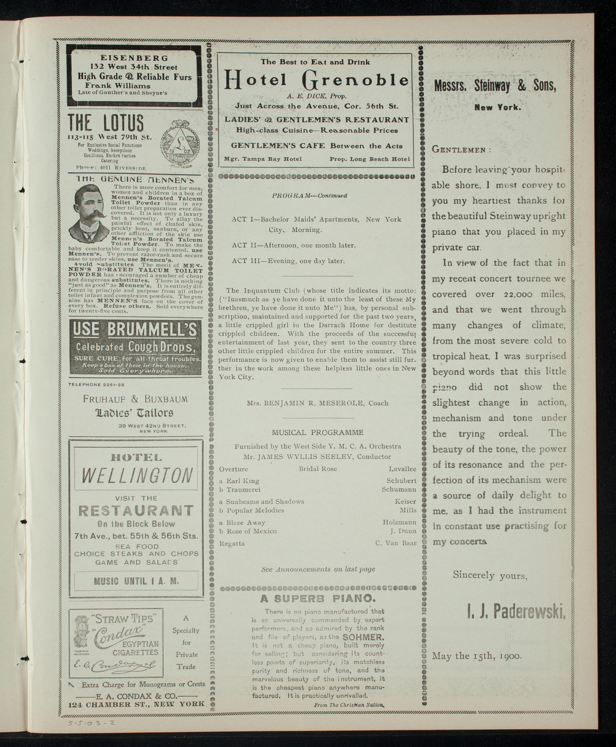 The Inquantum Club, May 5, 1903, program page 3
