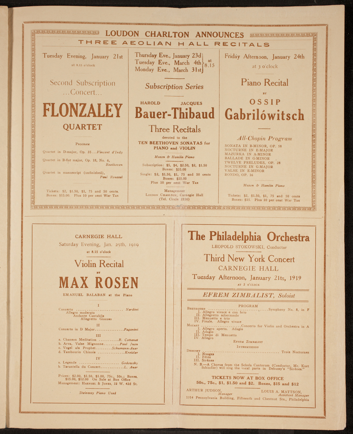 Anna Case, Soprano, January 20, 1919, program page 11