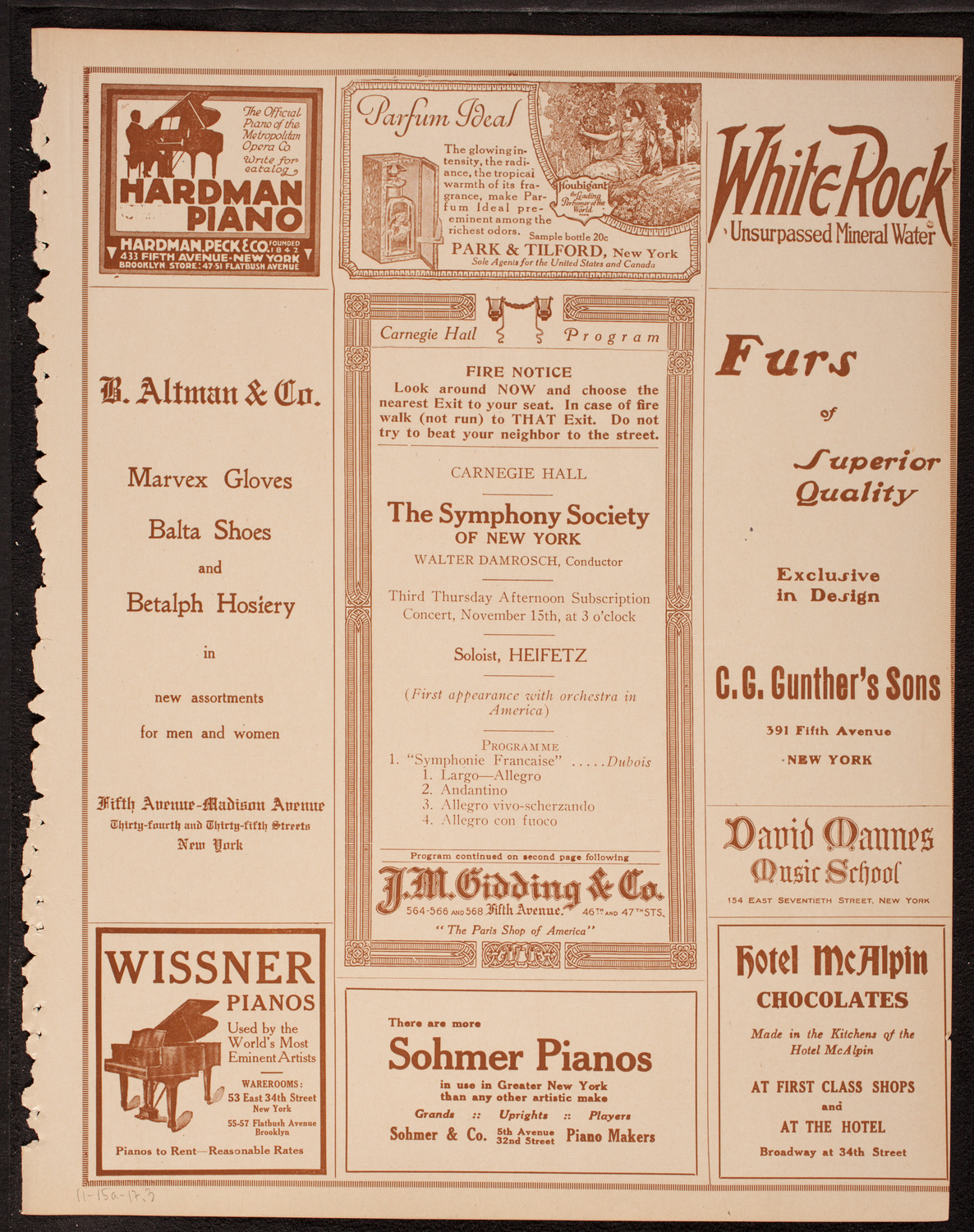 New York Symphony Orchestra, November 15, 1917, program page 5