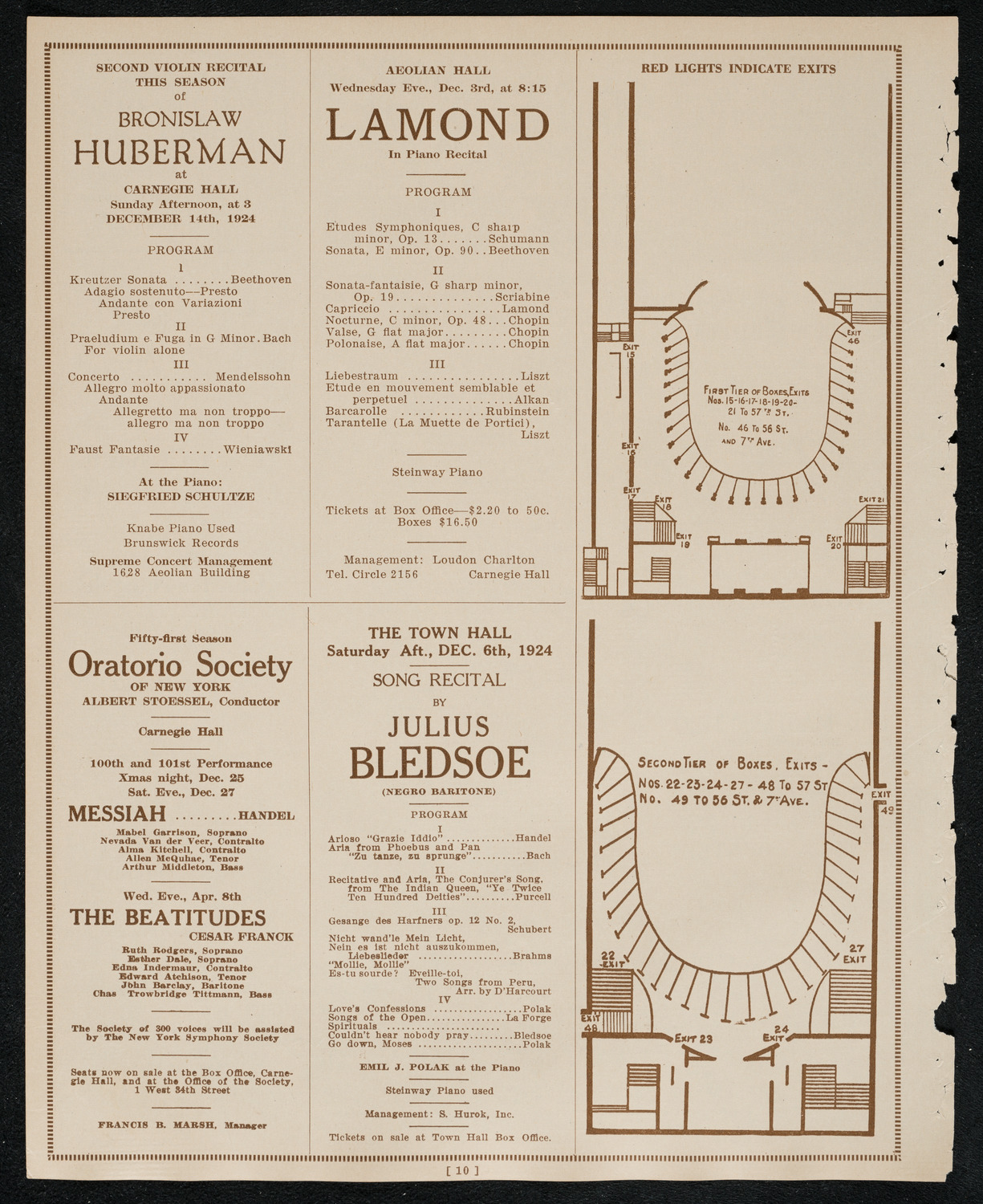 New York Philharmonic, November 28, 1924, program page 10