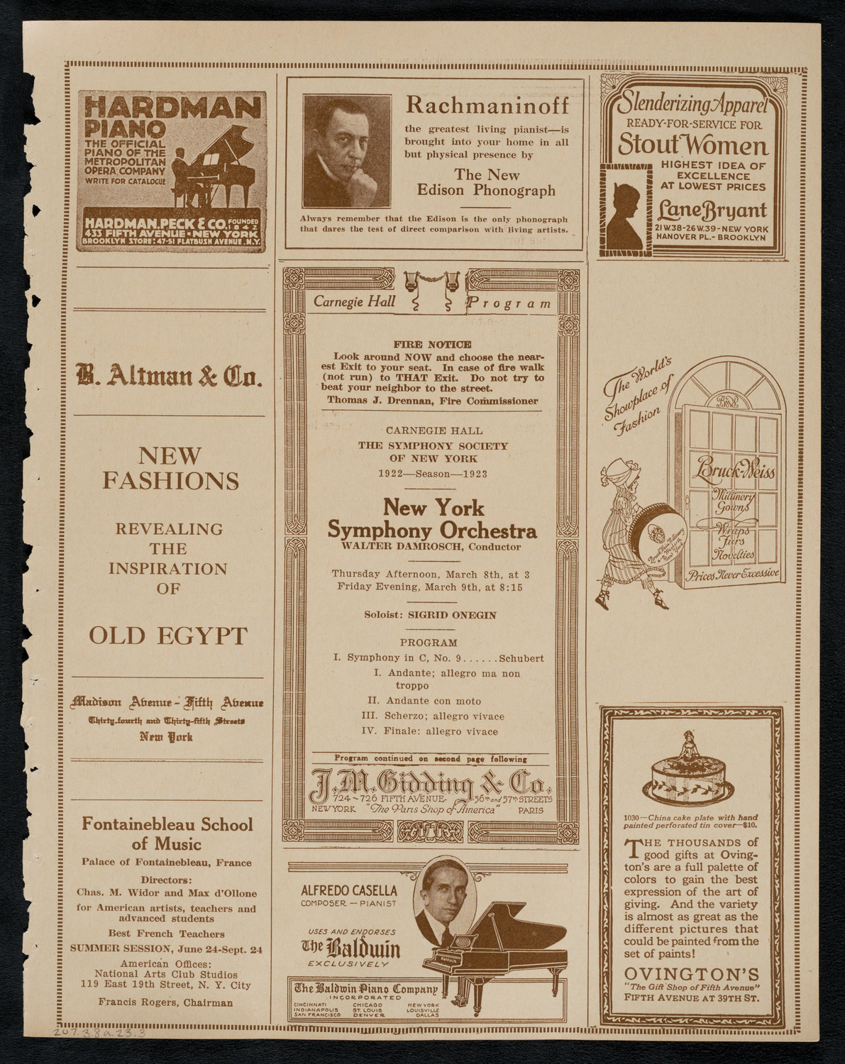 New York Symphony Orchestra, March 8, 1923, program page 5
