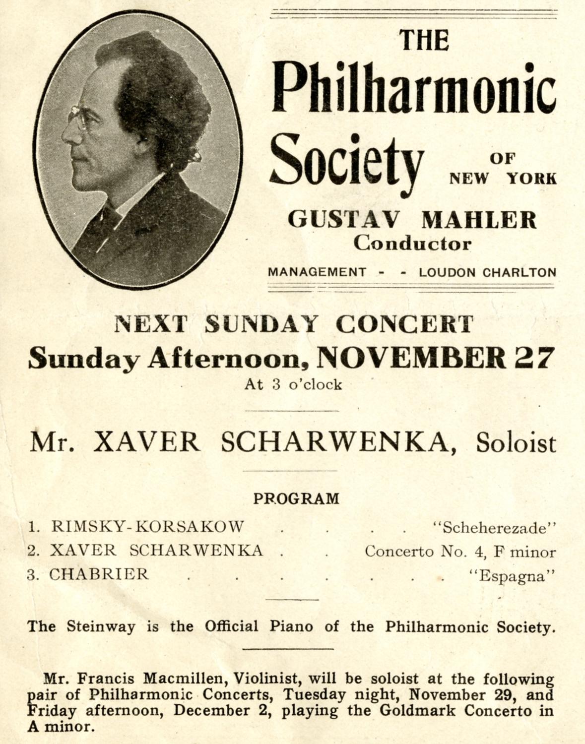 Gustav Mahler, with Philharmonic Society of New York, November 27, 1910
