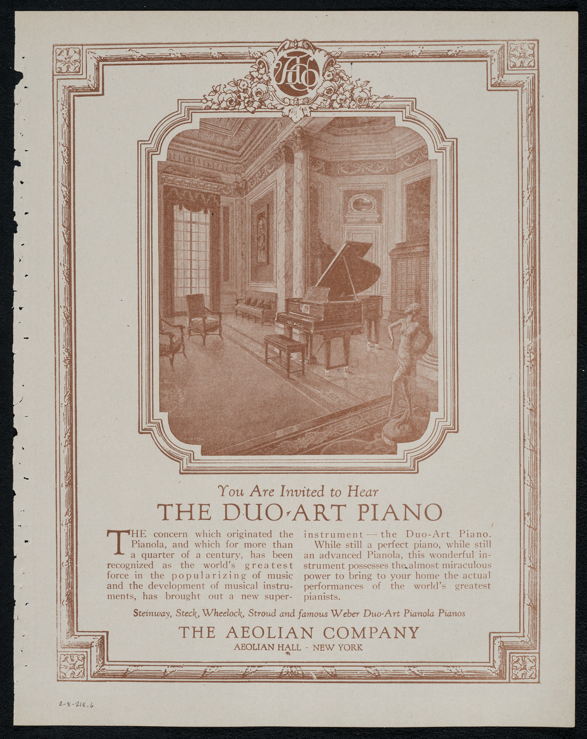 Philadelphia Orchestra, February 8, 1921, program page 11