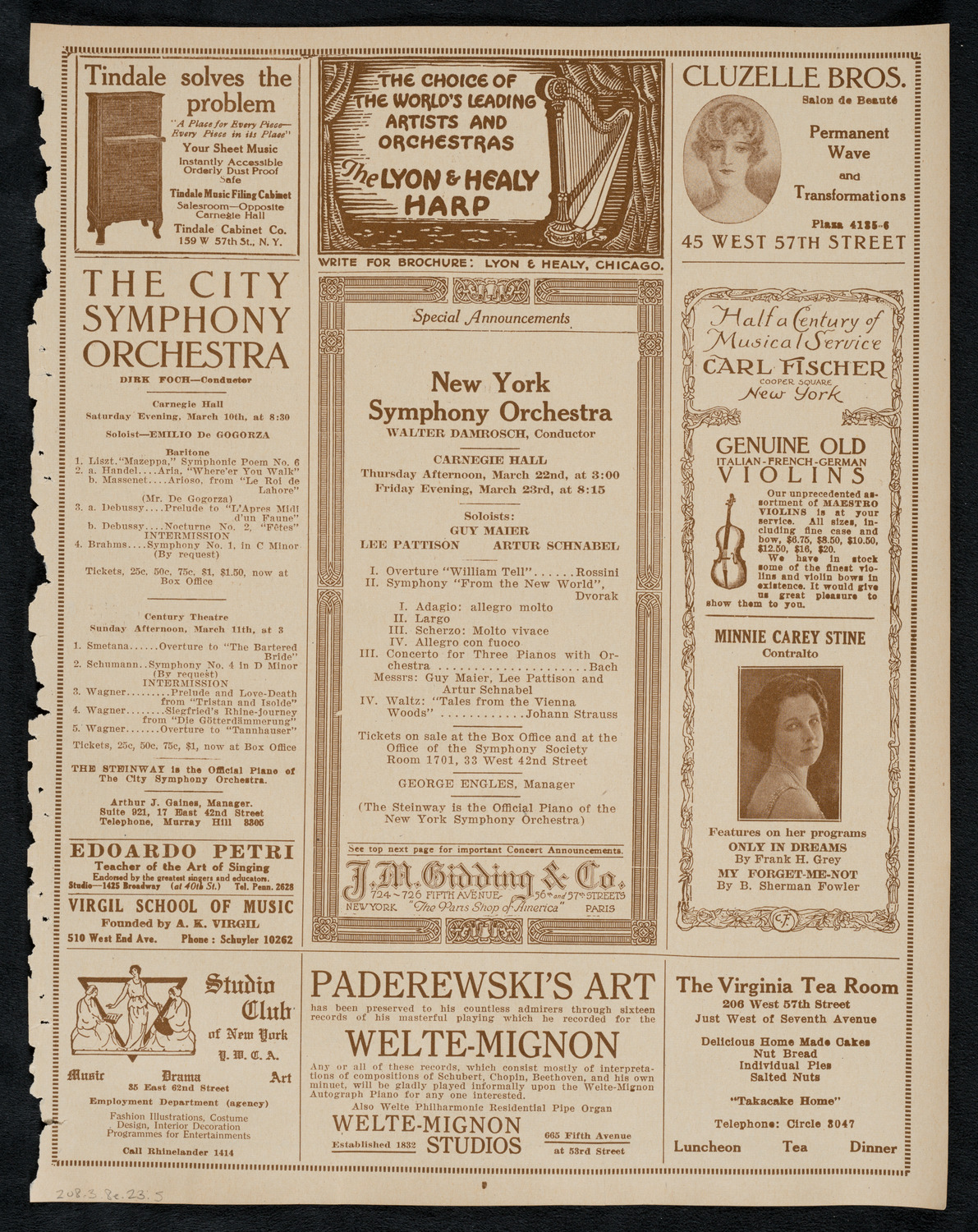 New York Philharmonic, March 8, 1923, program page 9
