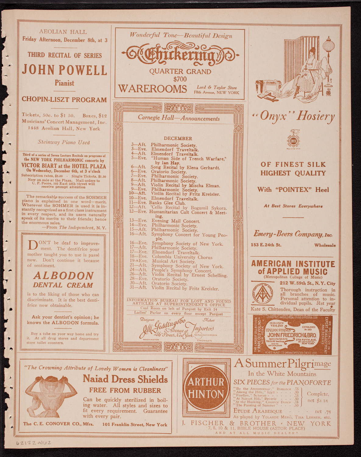 Boston Symphony Orchestra, December 2, 1916, program page 3