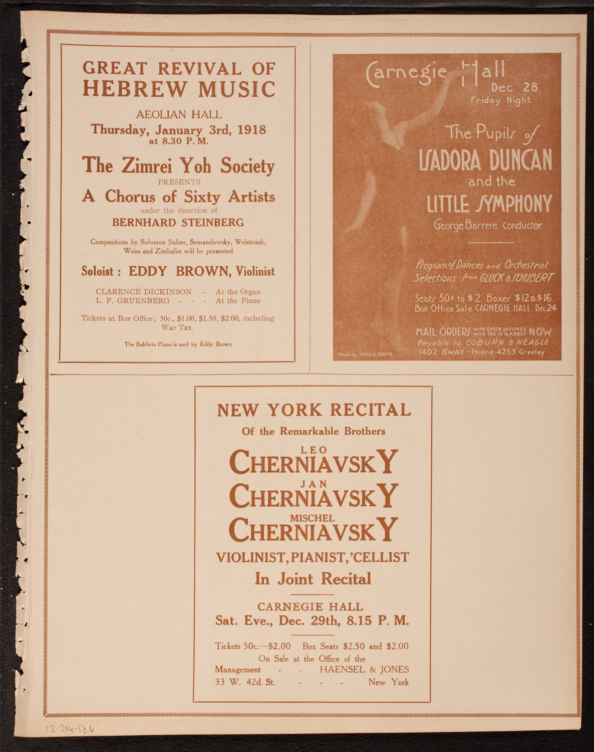 Columbia University Chorus, December 20, 1917, program page 11