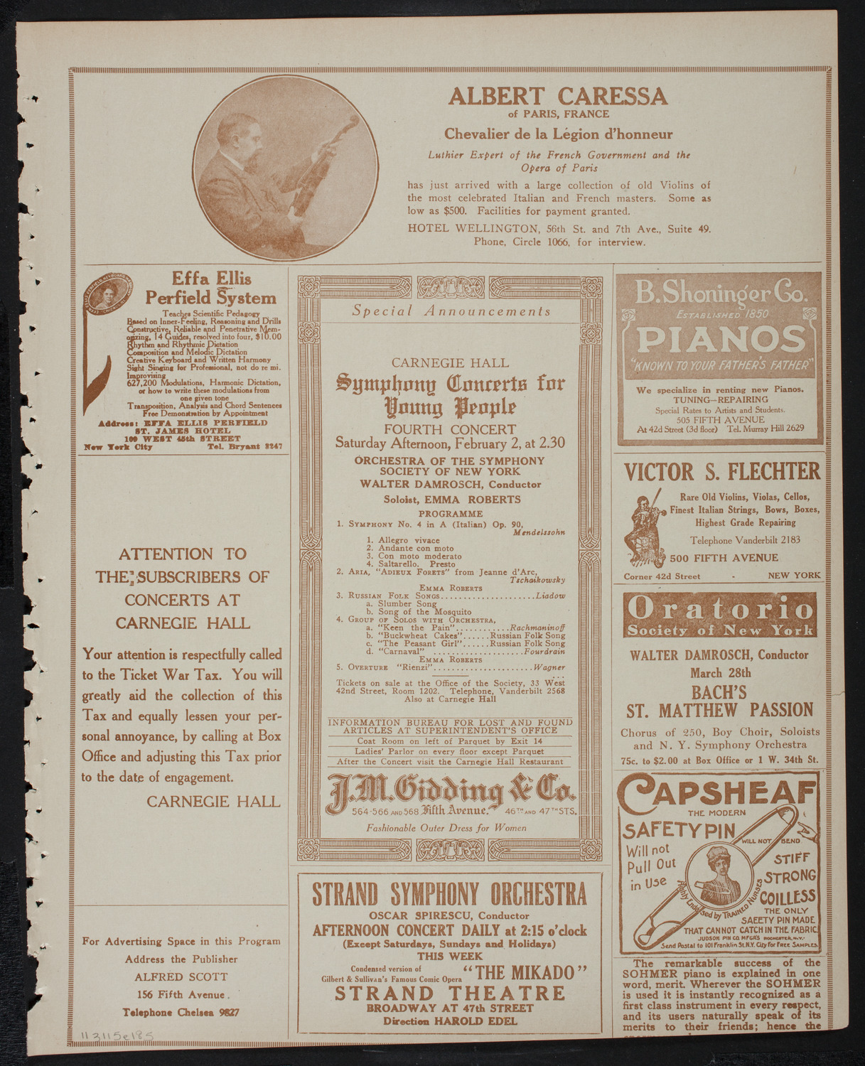 Schola Cantorum of New York, January 15, 1918, program page 9