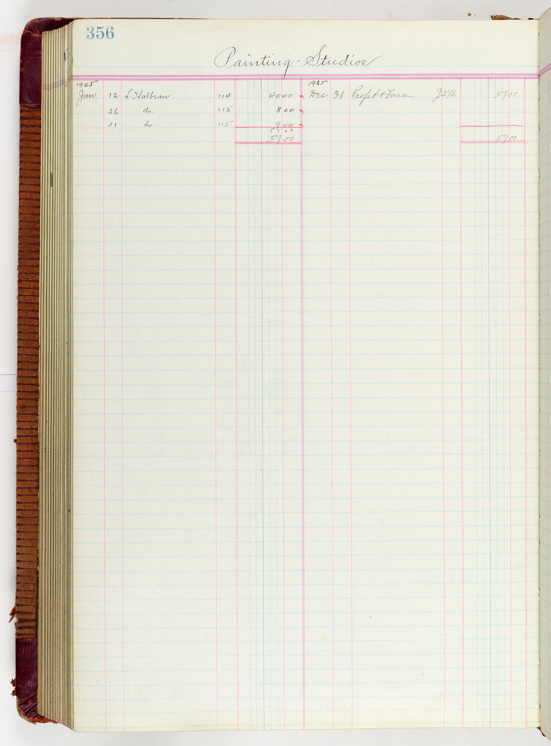 Music Hall Accounting Ledger Journal, volume 6, page 356