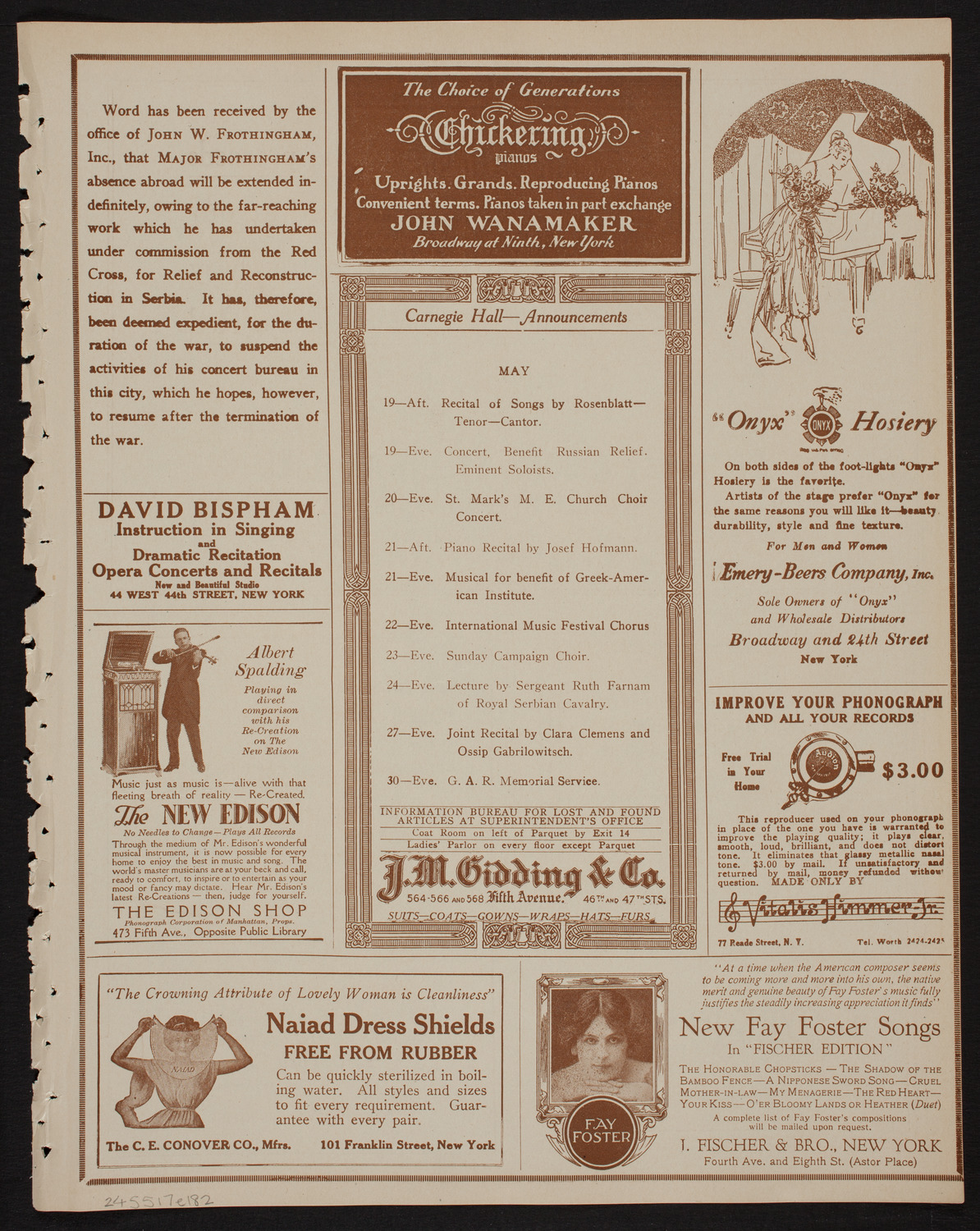 Nikolai Sokoloff Orchestral Concert, May 17, 1918, program page 3