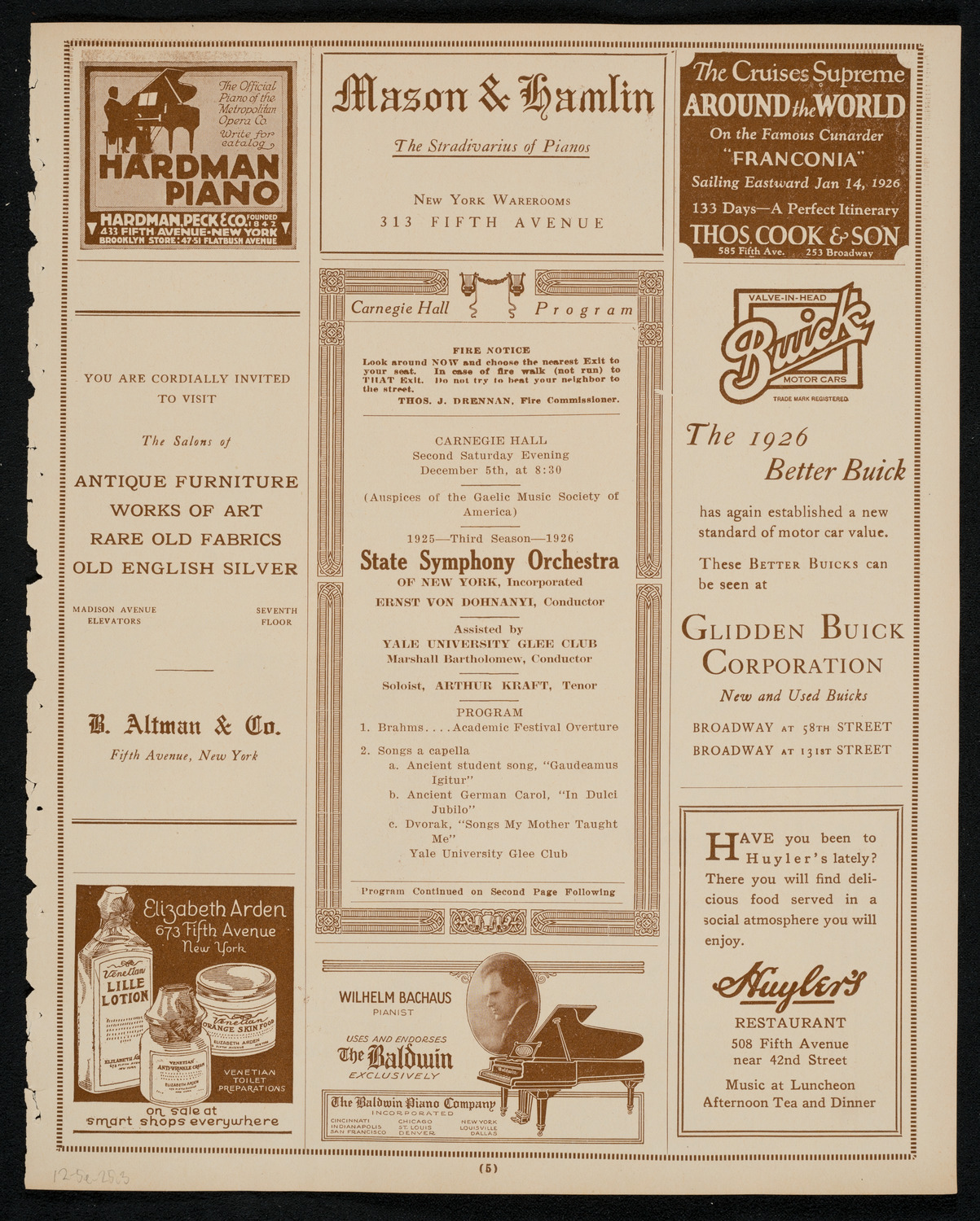 State Symphony Orchestra of New York, December 5, 1925, program page 5