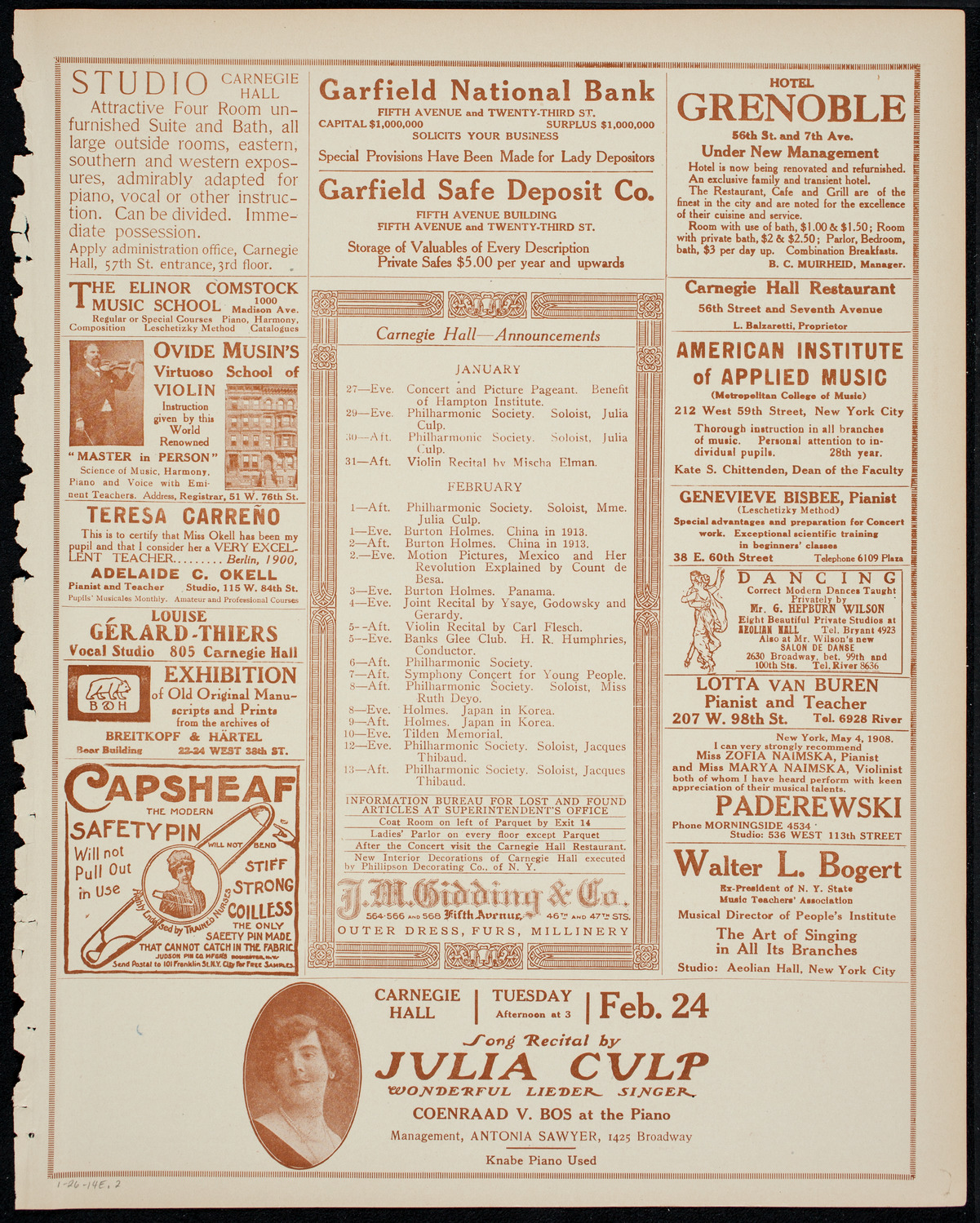 The Civic Forum, January 26, 1914, program page 3