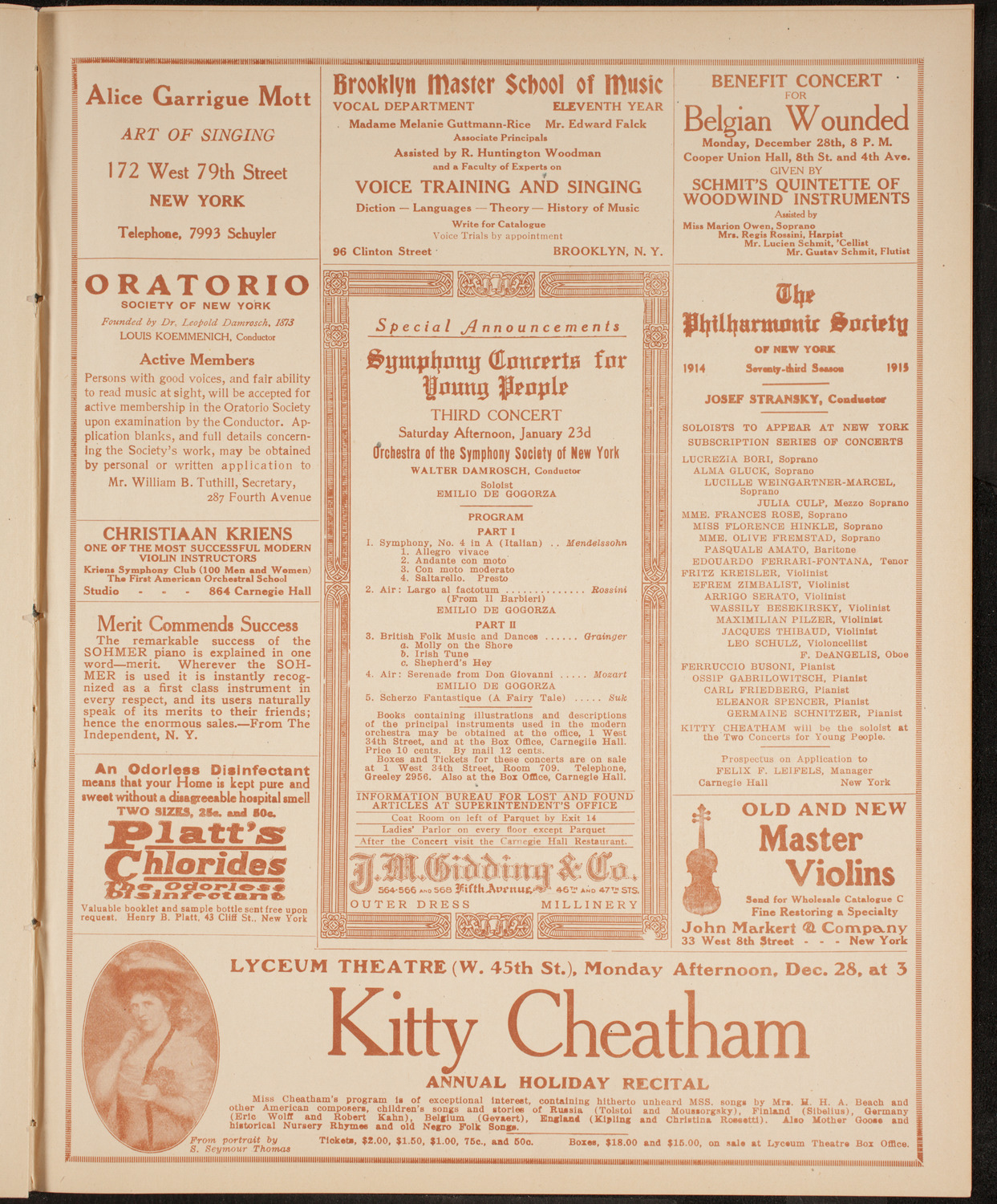 United Swedish Singing Societies of New York, December 26, 1914, program page 9