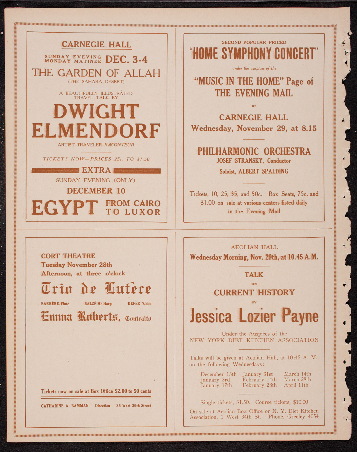 Elmendorf Lecture: Old German Towns, November 27, 1916, program page 10