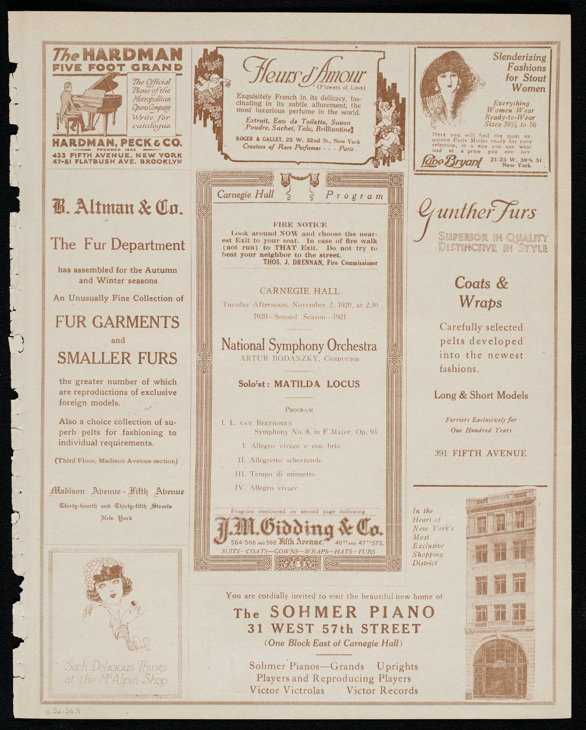 National Symphony Orchestra, November 2, 1920, program page 5