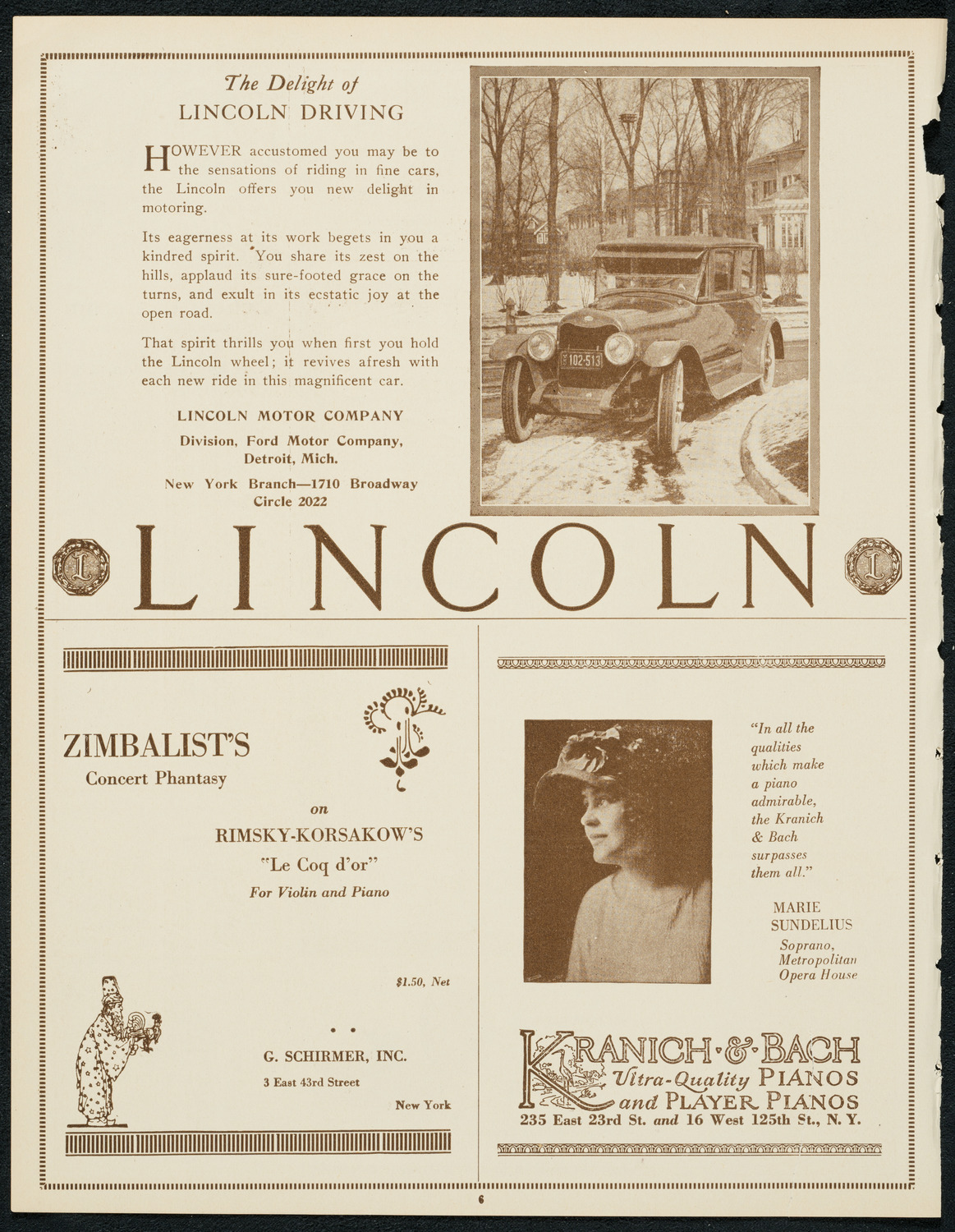 Philadelphia Orchestra, December 18, 1923, program page 6