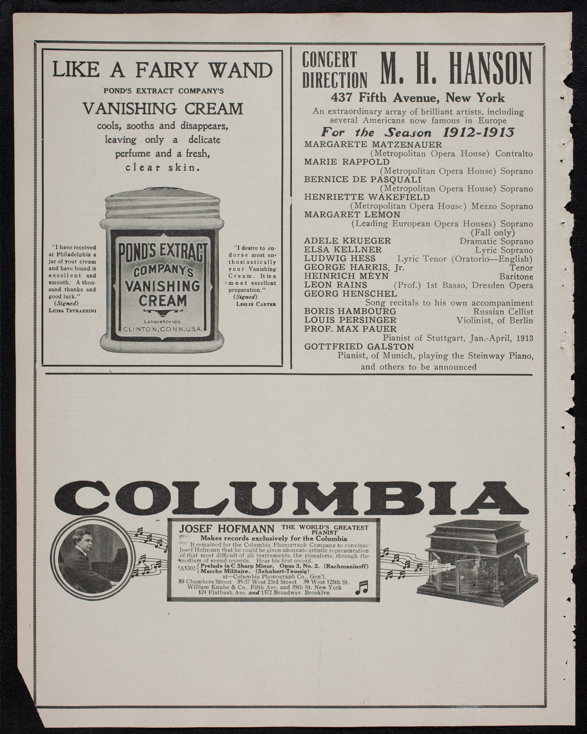 Olive Fremstad, Mezzo-Soprano, April 30, 1912, program page 8