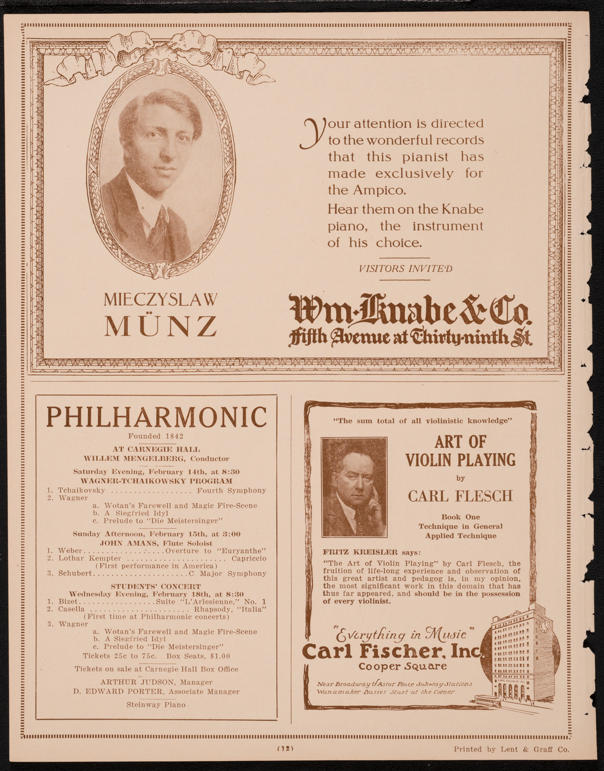 New York Philharmonic, February 12, 1925, program page 12