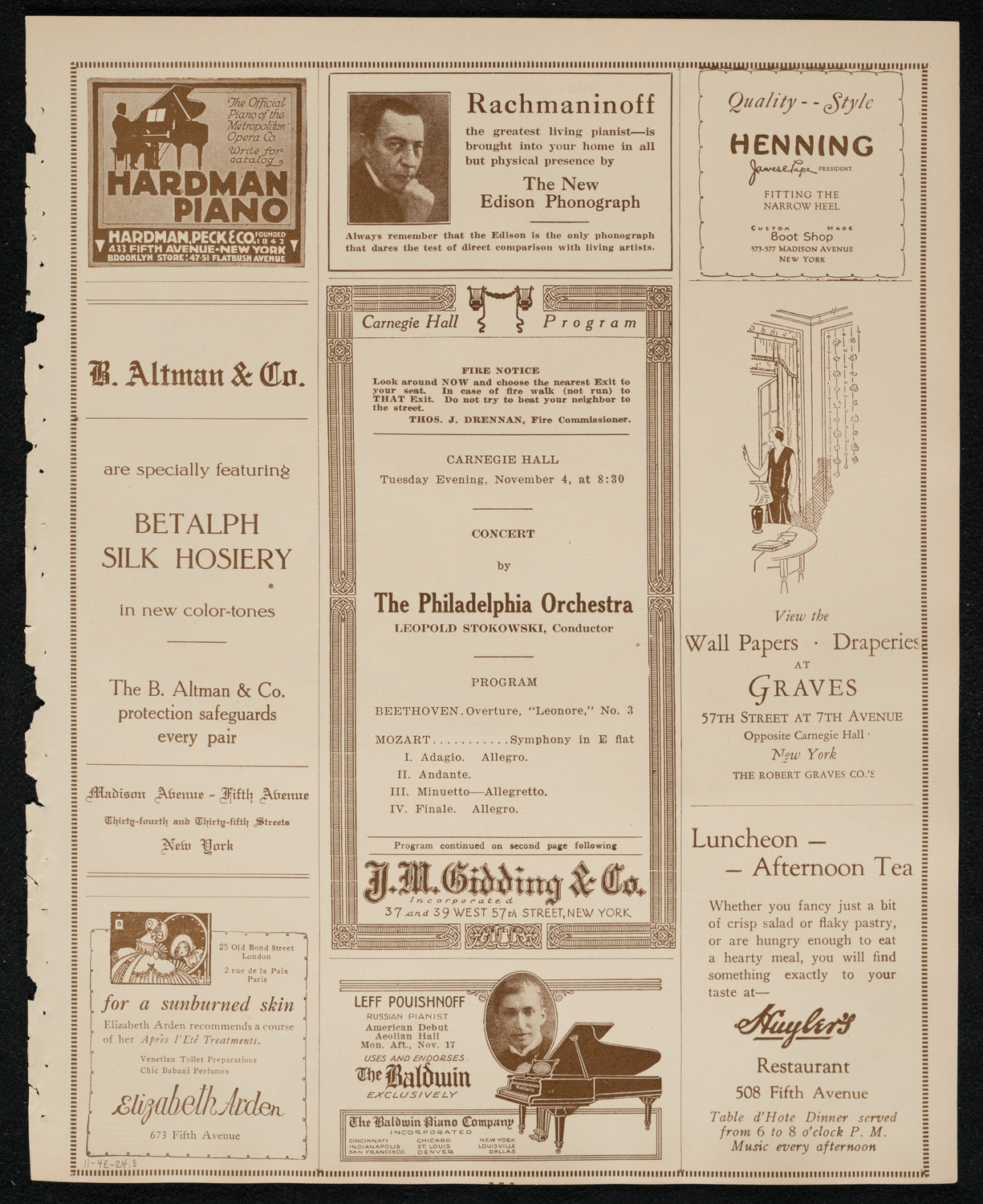 Philadelphia Orchestra, November 4, 1924, program page 5