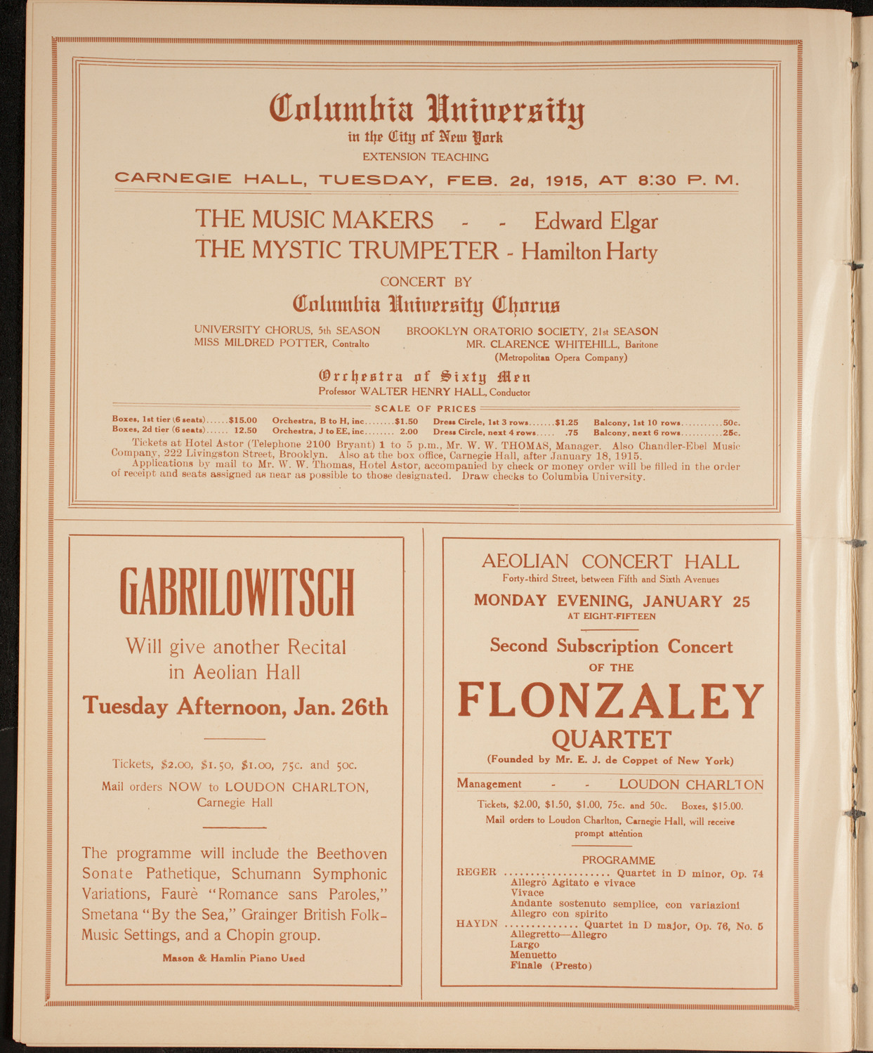 New York Philharmonic, January 22, 1915, program page 10