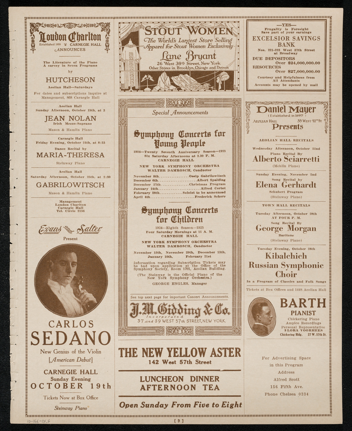 New York Philharmonic, October 16, 1924, program page 9