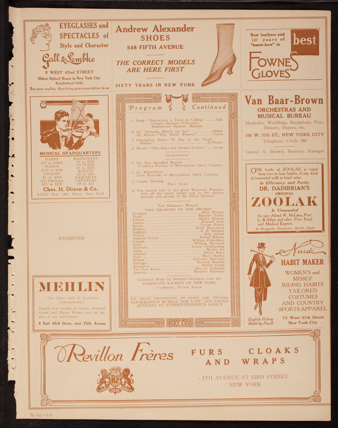 U.S. Navy Band from Great Lakes, Illinois, October 6, 1917, program page 7