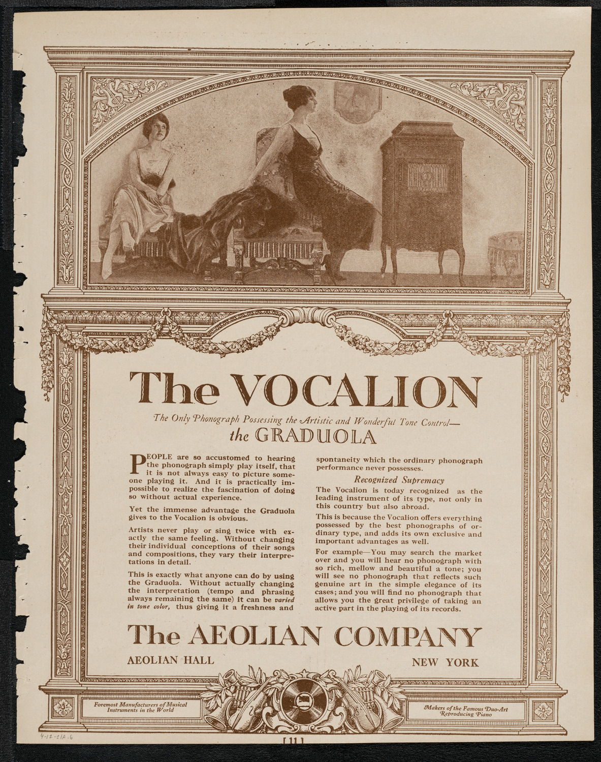 National Symphony Orchestra, April 12, 1921, program page 11