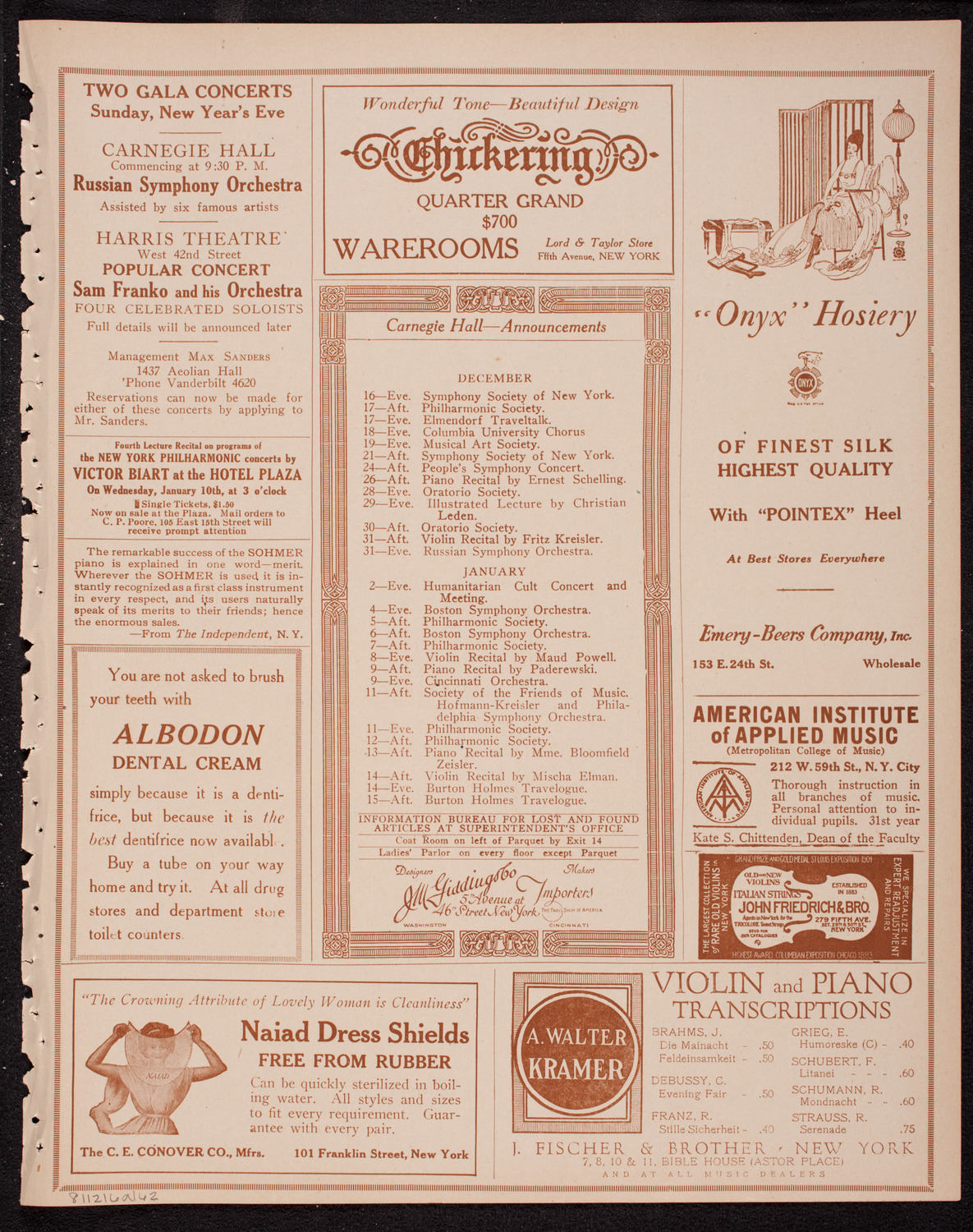 Symphony Concert for Young People, December 16, 1916, program page 3