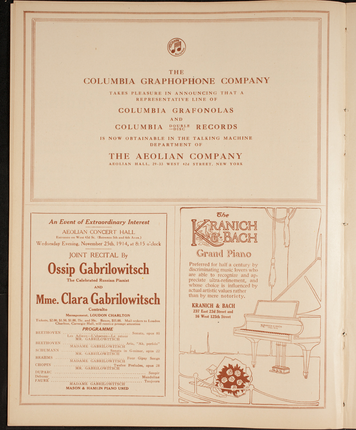 New York Philharmonic, November 21, 1914, program page 6