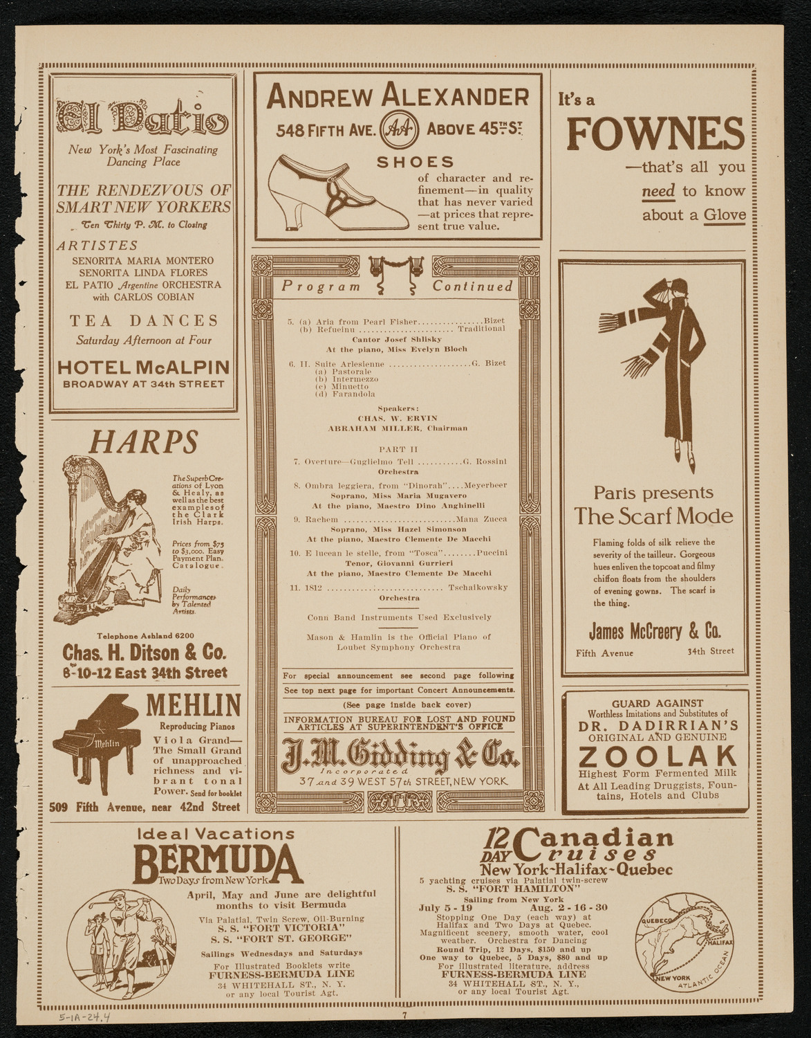 Loubet Symphony Orchestra, May 1, 1924, program page 7