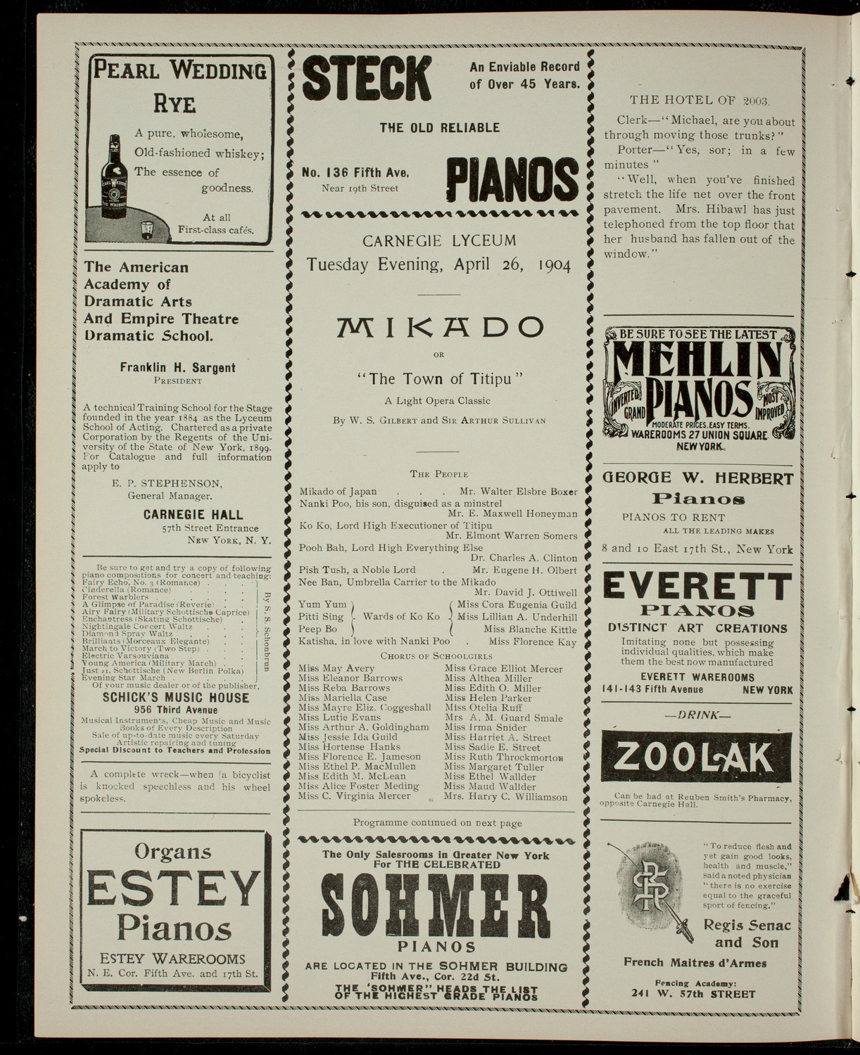 Young People's Society of Holy Trinity Church, April 26, 1904, program page 2