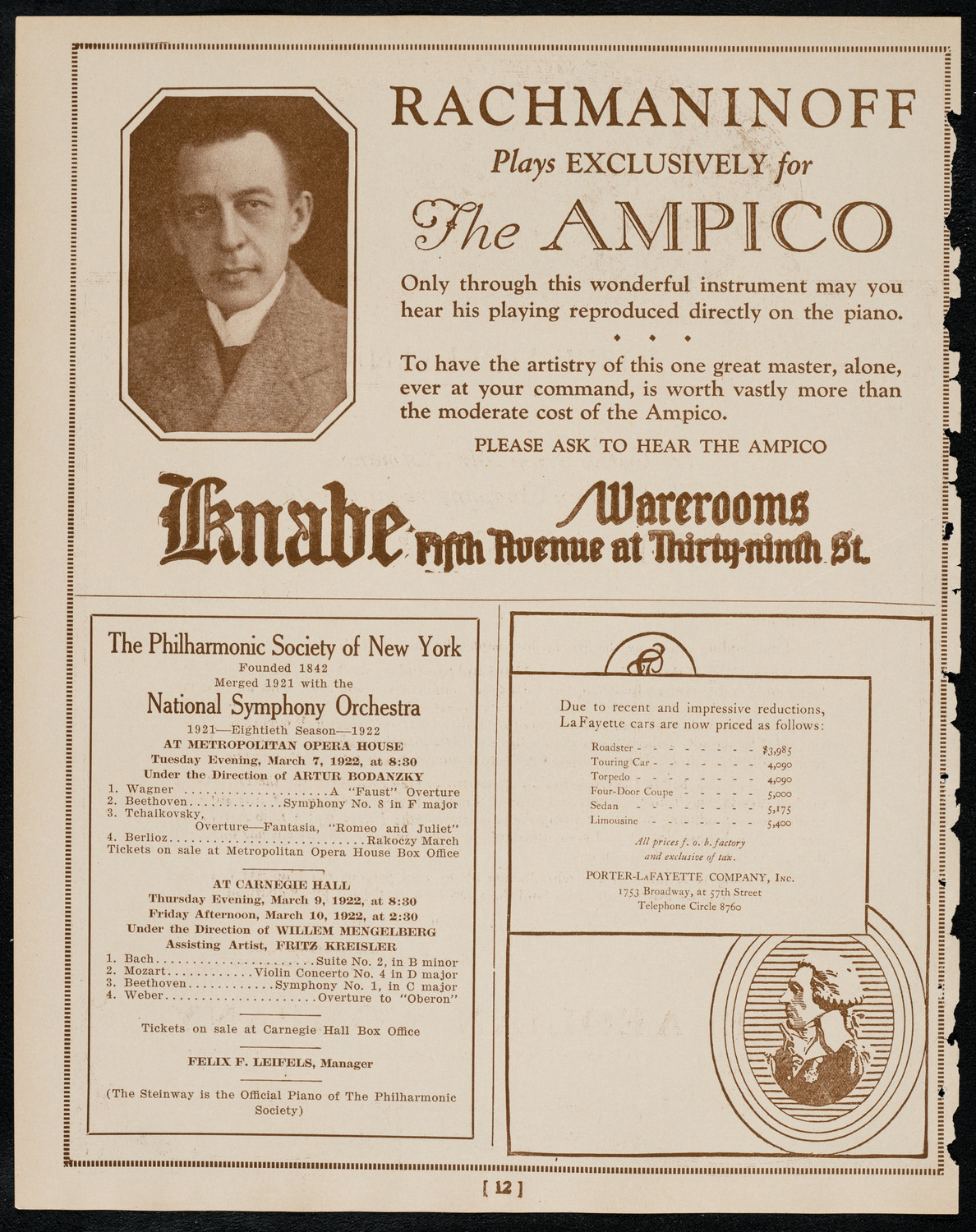 New York Philharmonic, March 3, 1922, program page 10
