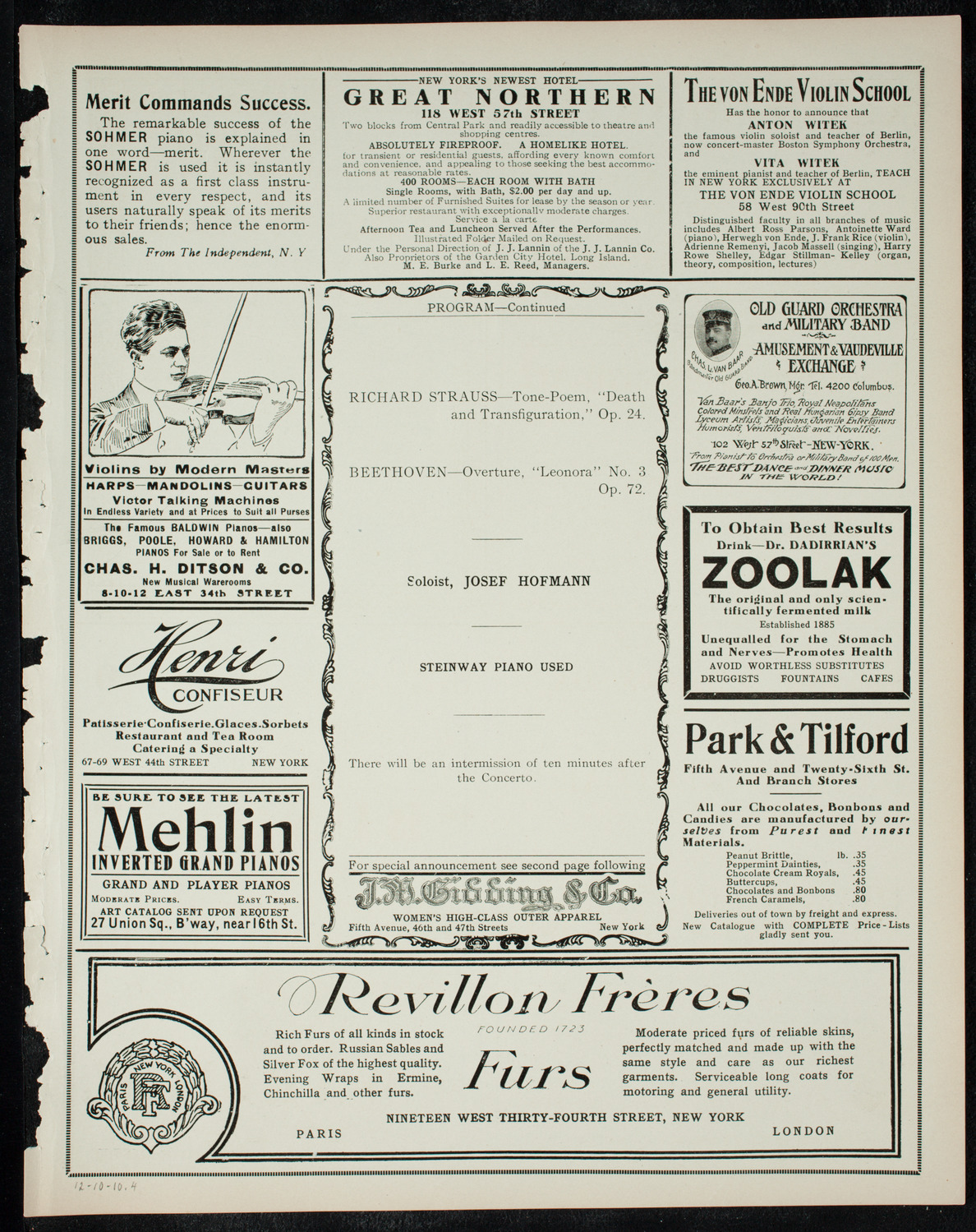 Boston Symphony Orchestra, December 10, 1910, program page 7